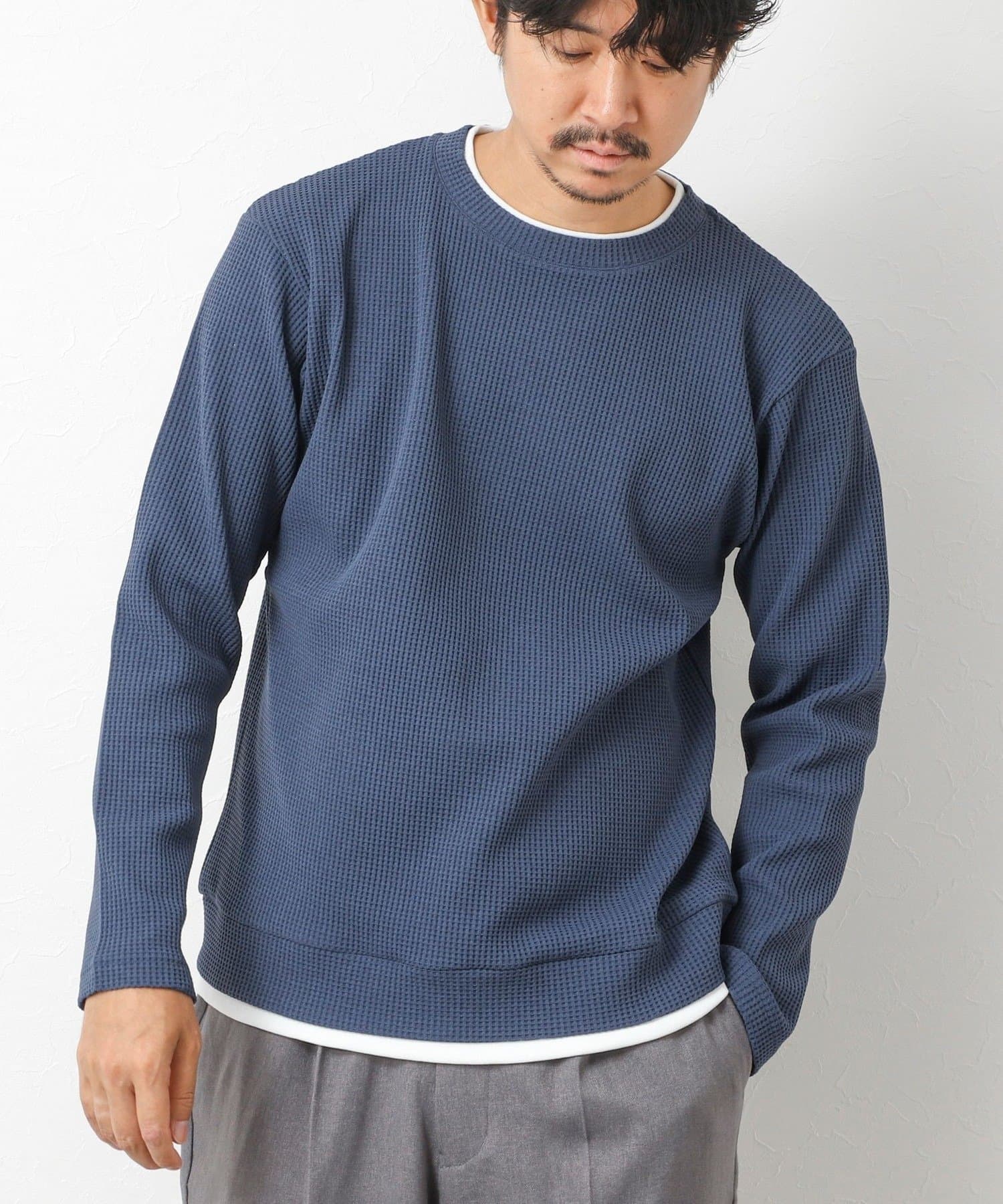 NOLLEY'S(ノーリーズ) 【IRM】《吸水速乾/UVカット》ワッフルダブルカラー LS Tee