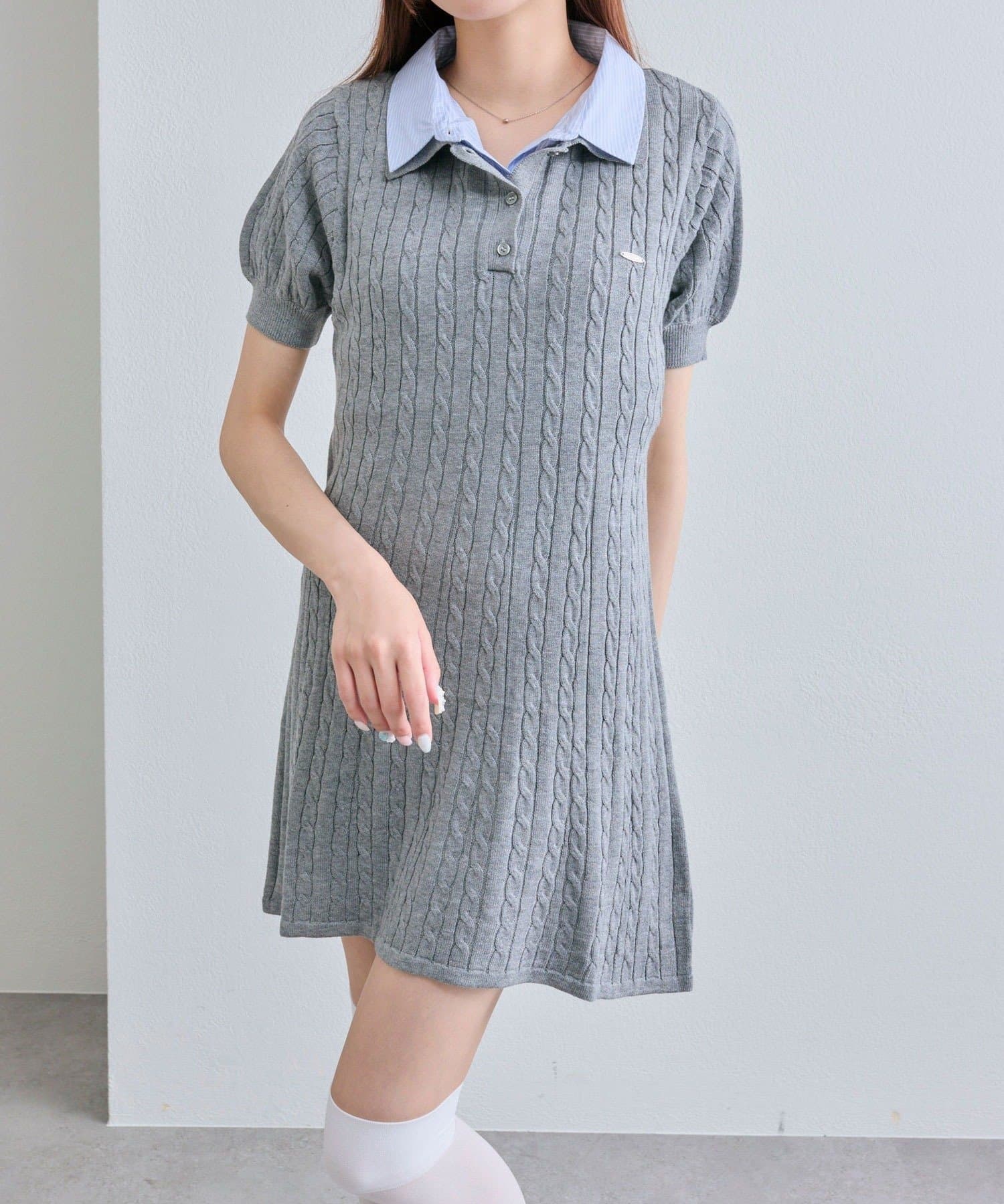 NICE CLAUP / OLIVE des OLIVE OUTLET(ナイスクラップ  / オリーブ デ オリーブ アウトレット) 【OLIVEdes OLIVE】2枚衿ポロワンピ