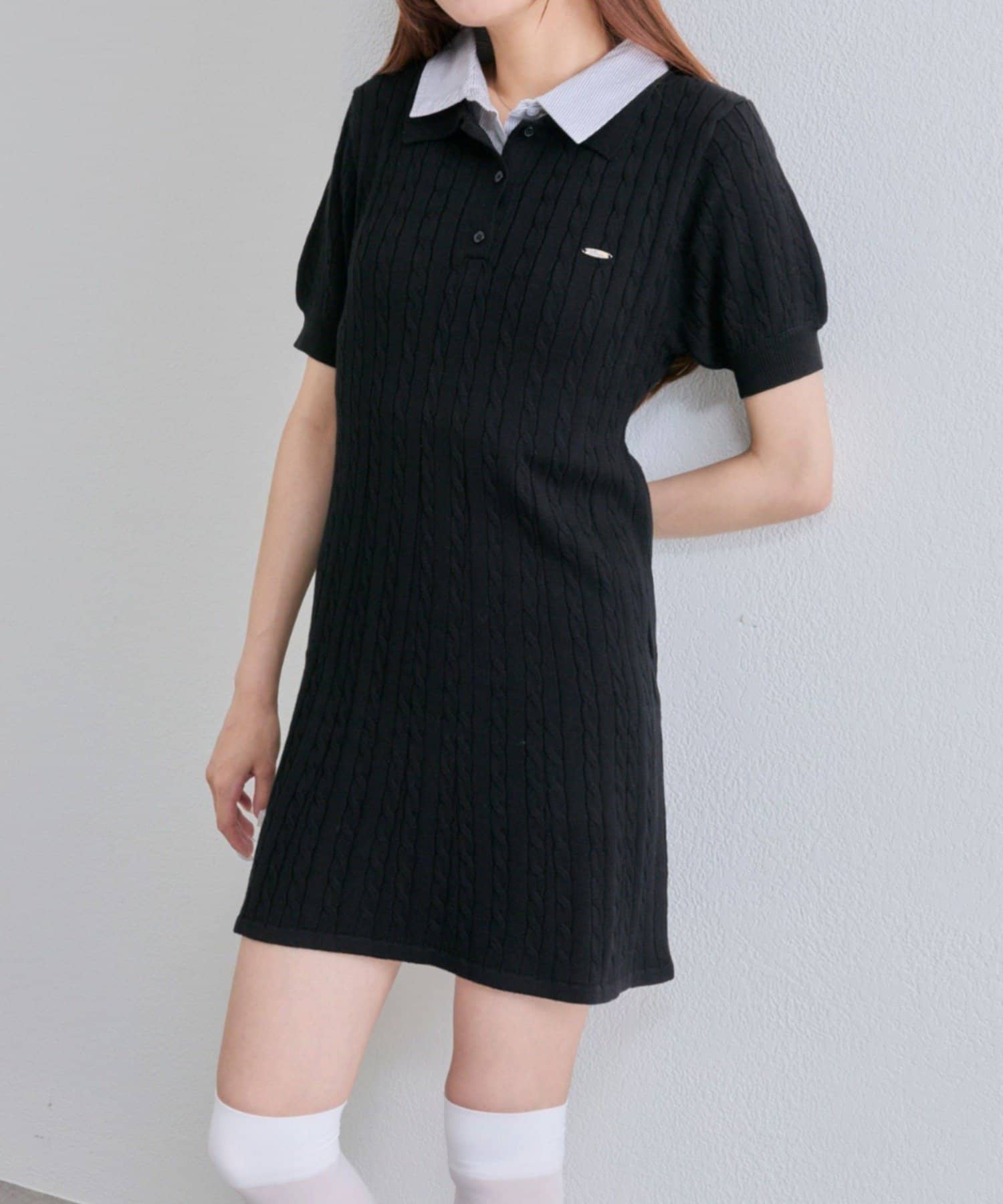 NICE CLAUP / OLIVE des OLIVE OUTLET(ナイスクラップ  / オリーブ デ オリーブ アウトレット) 【OLIVEdes OLIVE】2枚衿ポロワンピ