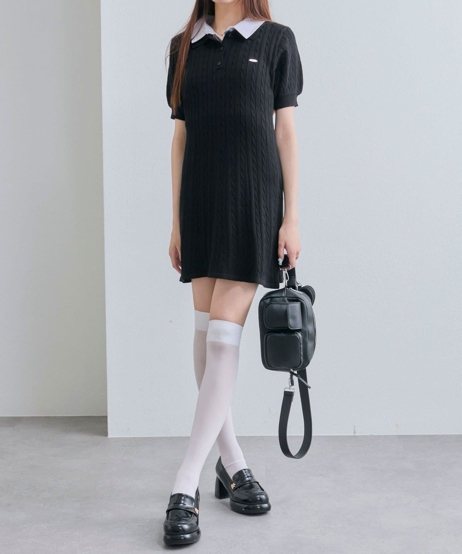 NICE CLAUP / OLIVE des OLIVE OUTLET(ナイスクラップ  / オリーブ デ オリーブ アウトレット) 【OLIVEdes OLIVE】2枚衿ポロワンピ