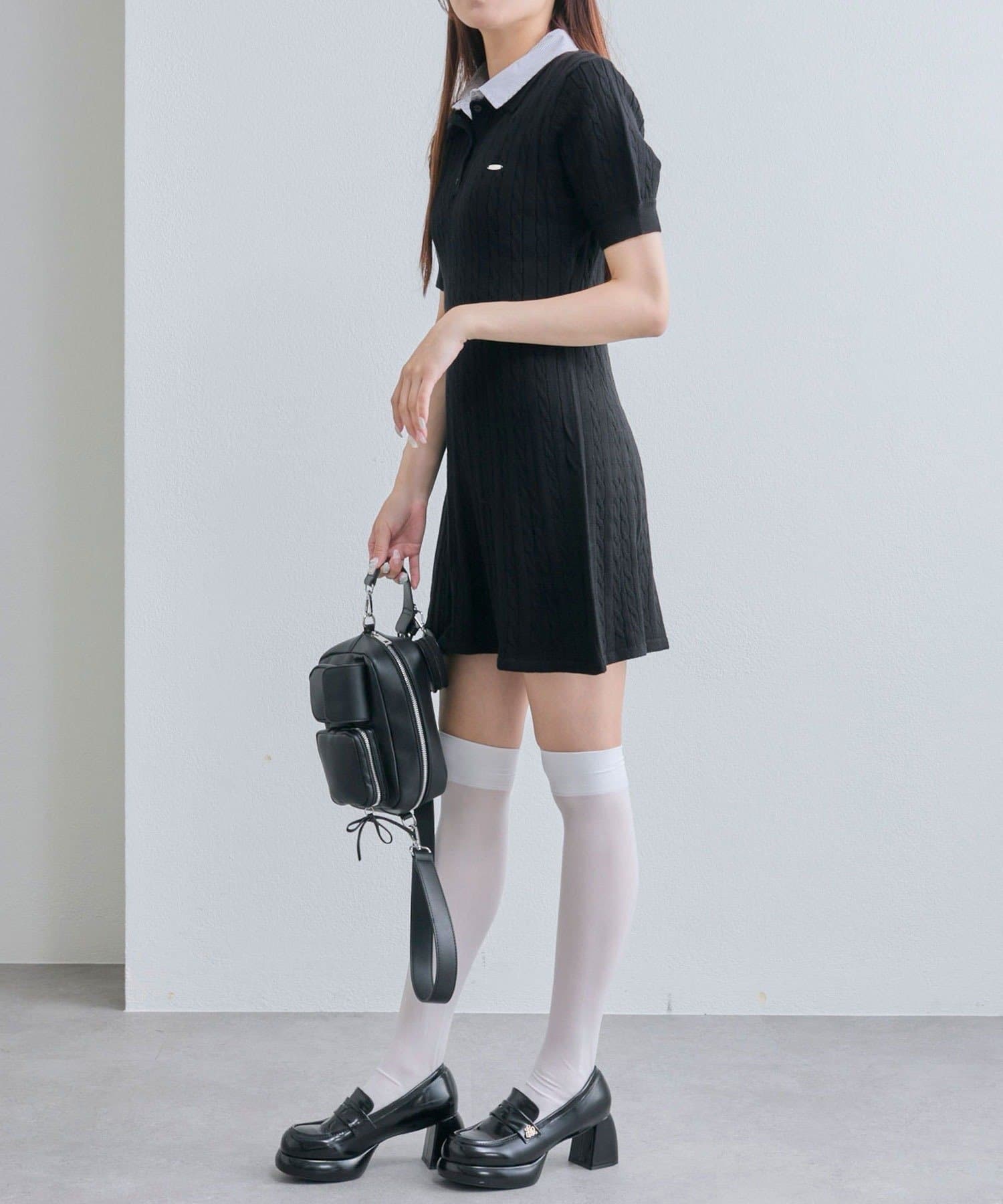 NICE CLAUP / OLIVE des OLIVE OUTLET(ナイスクラップ  / オリーブ デ オリーブ アウトレット) 【OLIVEdes OLIVE】2枚衿ポロワンピ