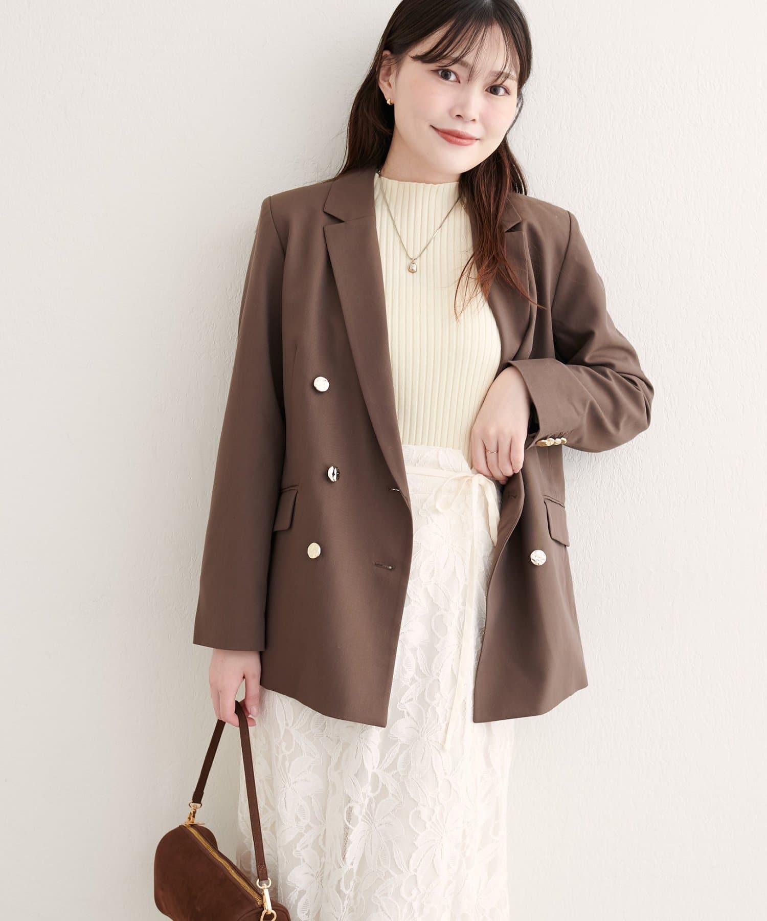 natural couture(ナチュラルクチュール) 【WEB限定】べこべこ金釦テーラージャケット
