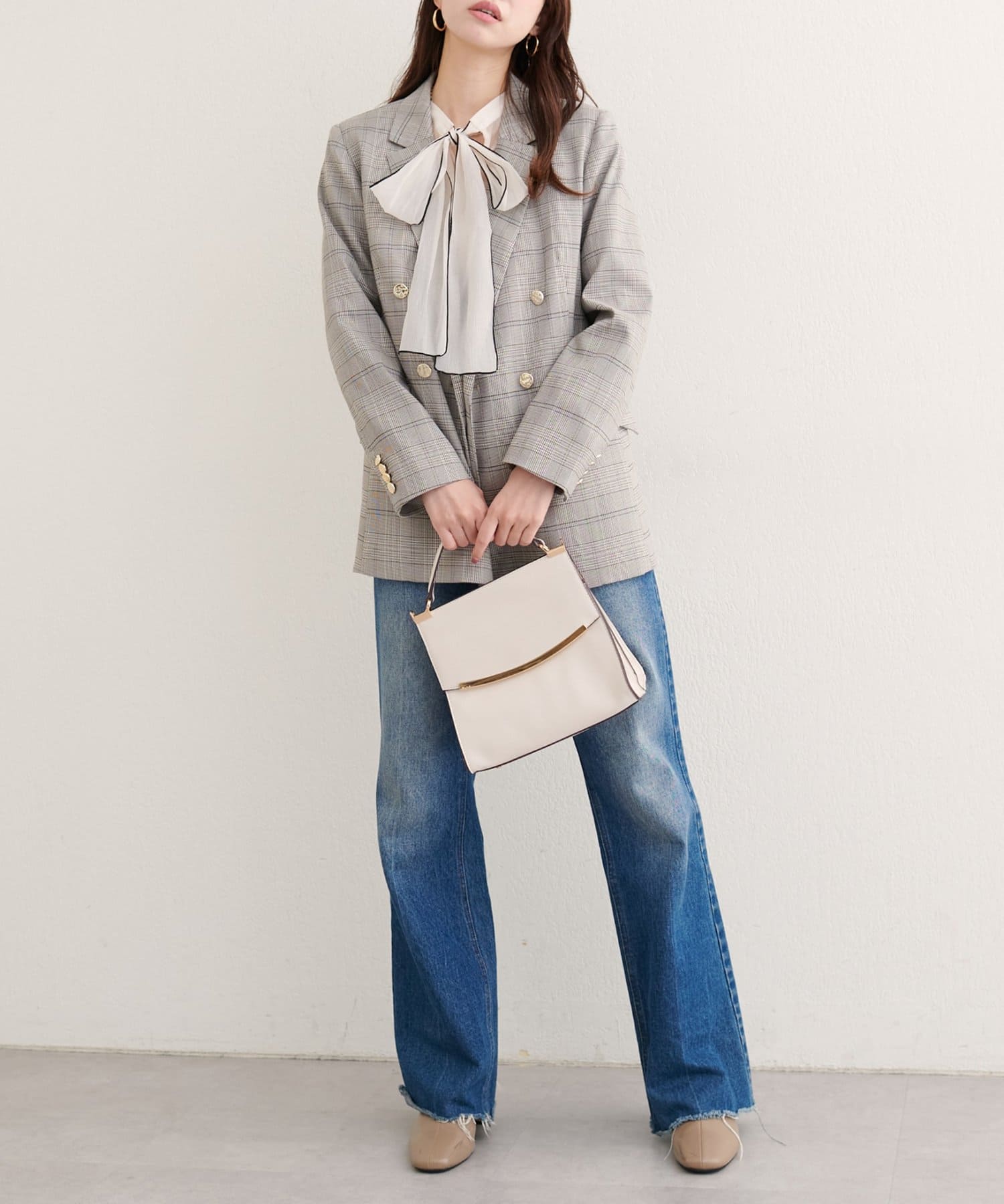 natural couture(ナチュラルクチュール) 【WEB限定】べこべこ金釦テーラージャケット