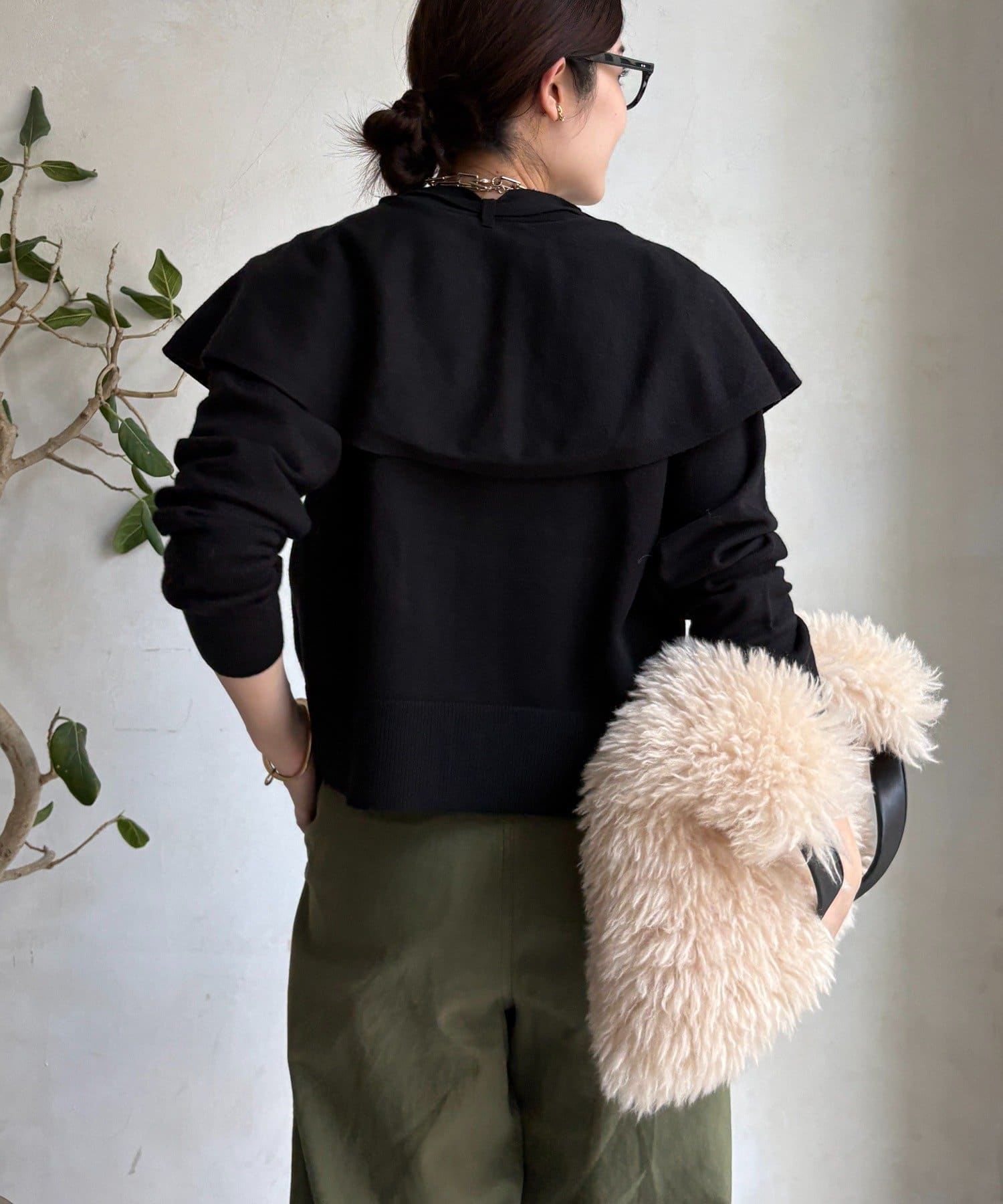 DOUDOU(ドゥドゥ) 【WEB限定】 棒タイ付ケープカーディガン