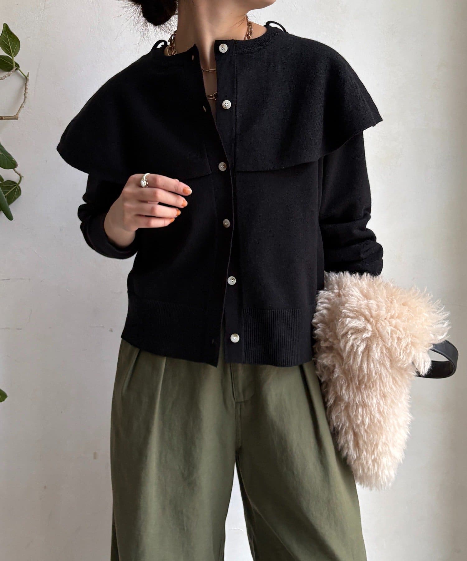 DOUDOU(ドゥドゥ) 【WEB限定】 棒タイ付ケープカーディガン