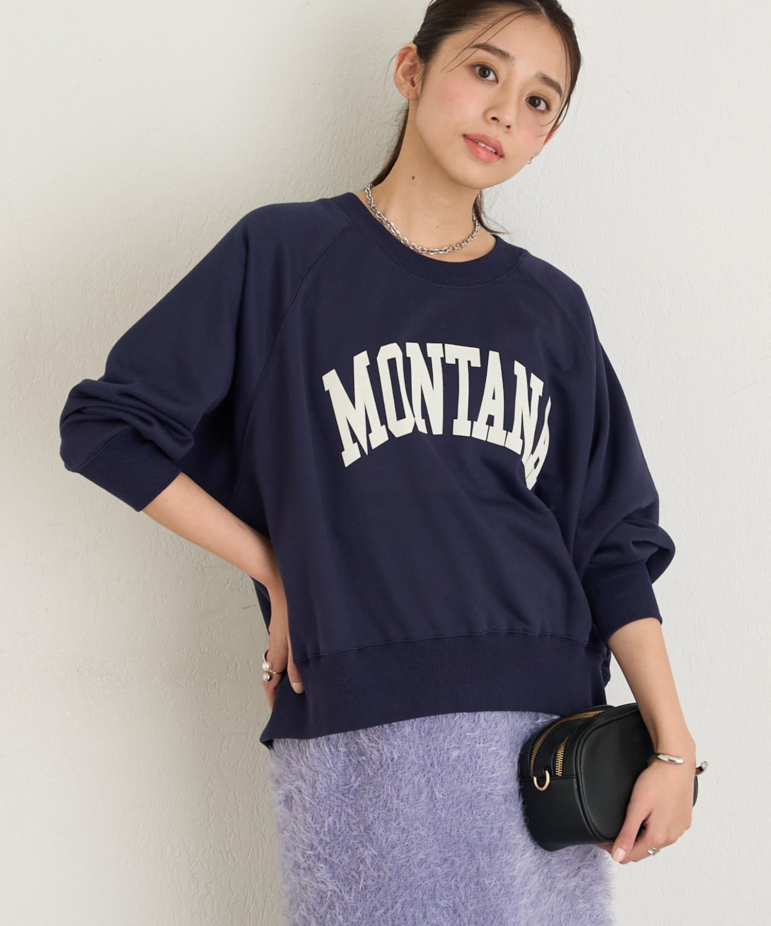 un dix cors(アンディコール) 《大人カジュアルなムードに》ラグランロゴ裏毛ワイドプルオーバー