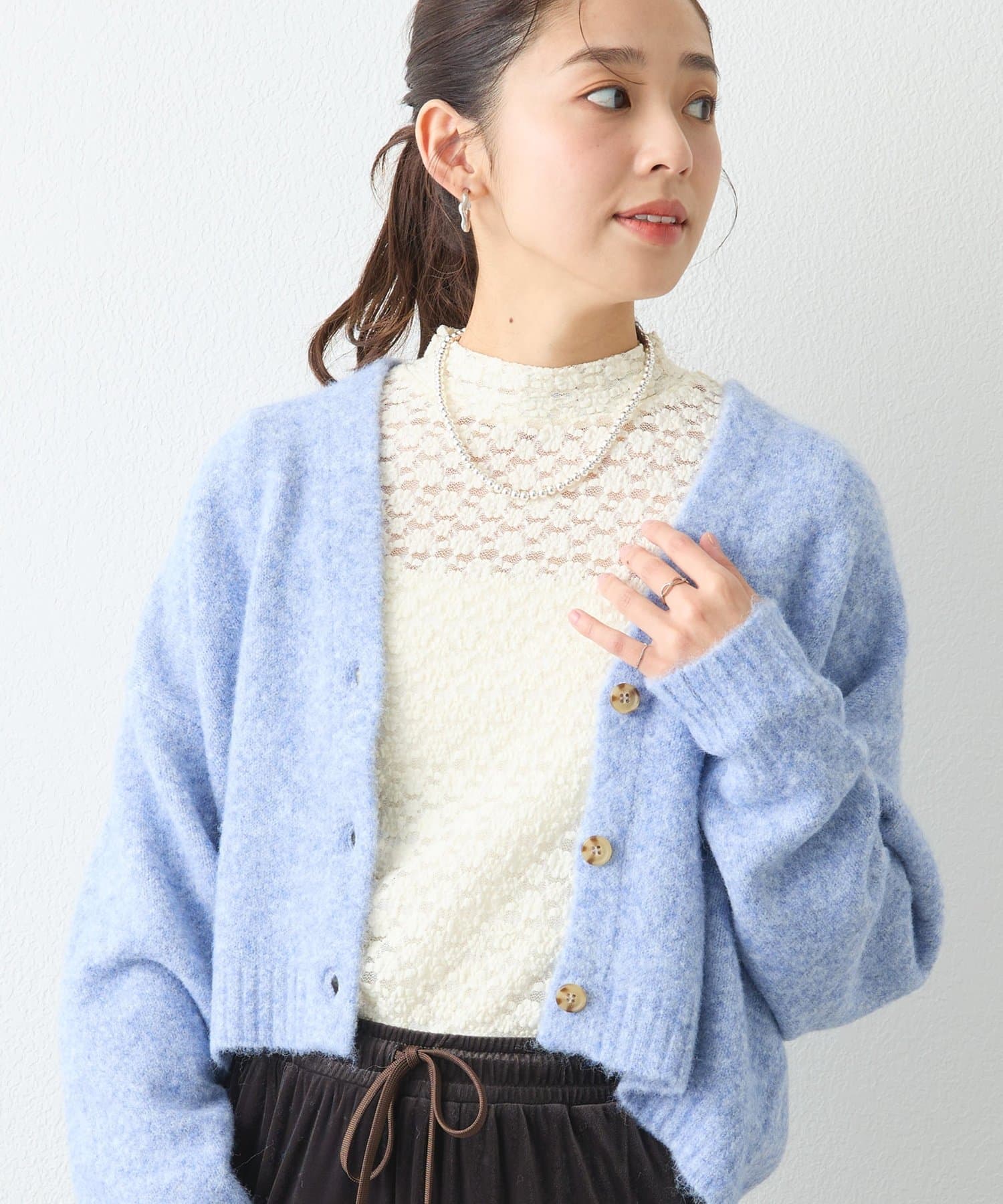 un dix cors(アンディコール) 《大人可愛い◎》ストレッチレースハイネックプルオーバー