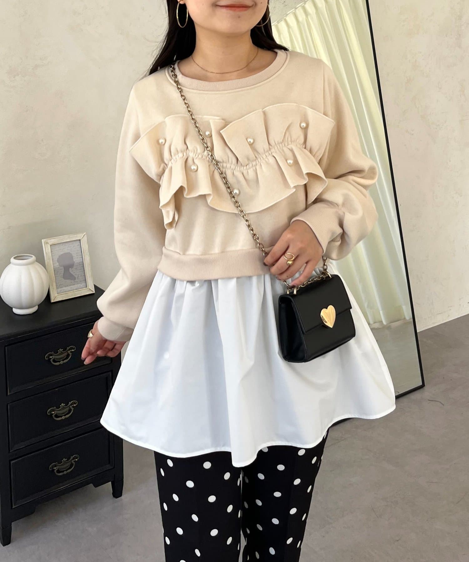 prose verse(プロズヴェール) パールフリル2wayドッキングスウェット