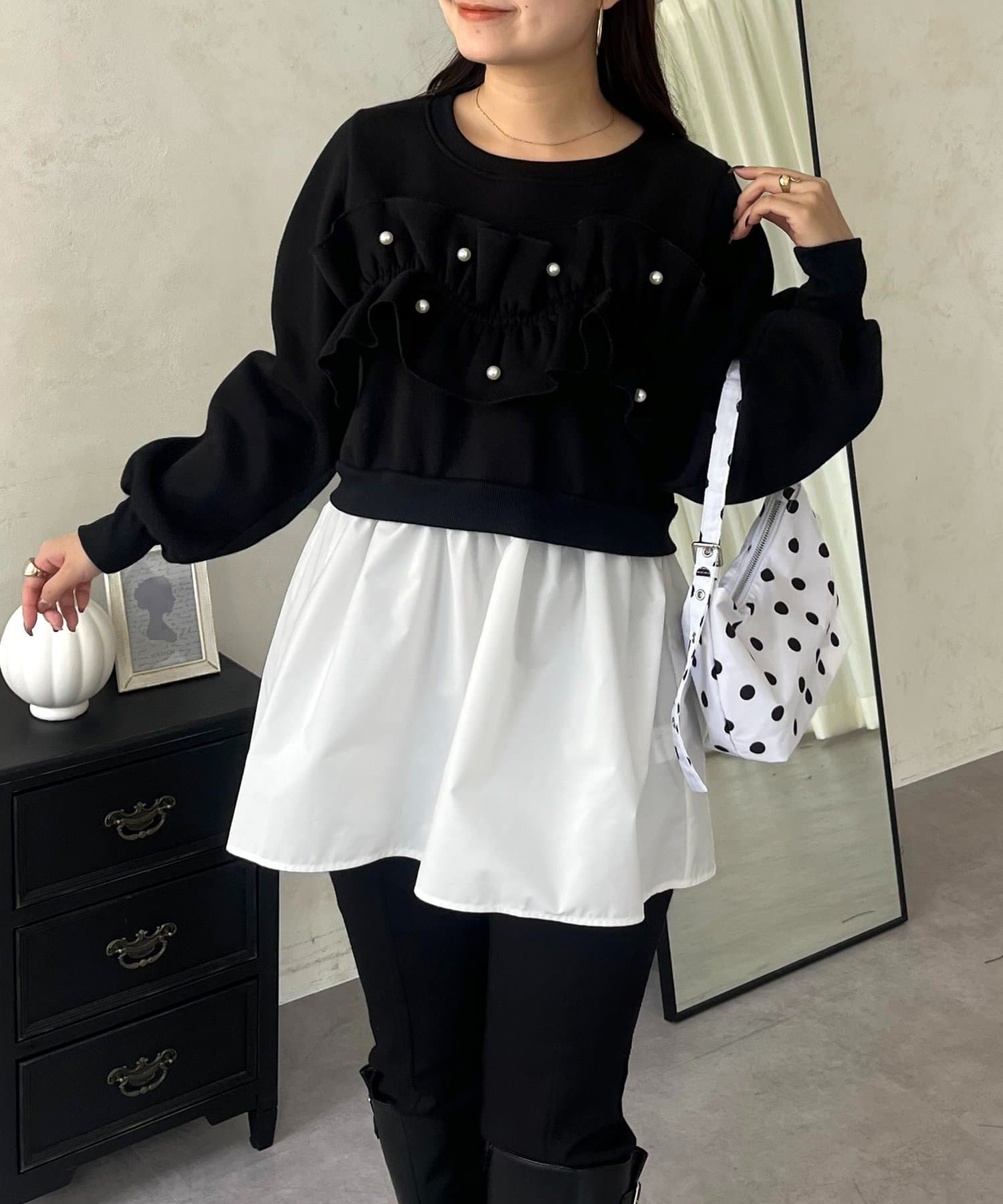 prose verse(プロズヴェール) パールフリル2wayドッキングスウェット