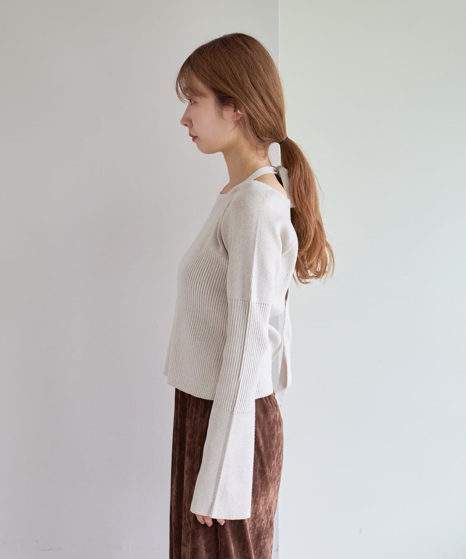 Kastane(カスタネ) 【WEB・一部店舗限定】ボウタイ配色リブニット