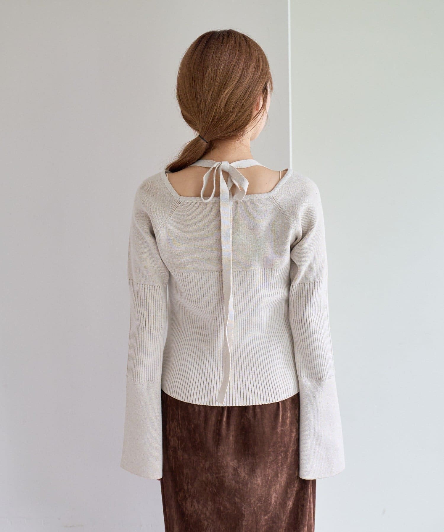 Kastane(カスタネ) 【WEB・一部店舗限定】ボウタイ配色リブニット