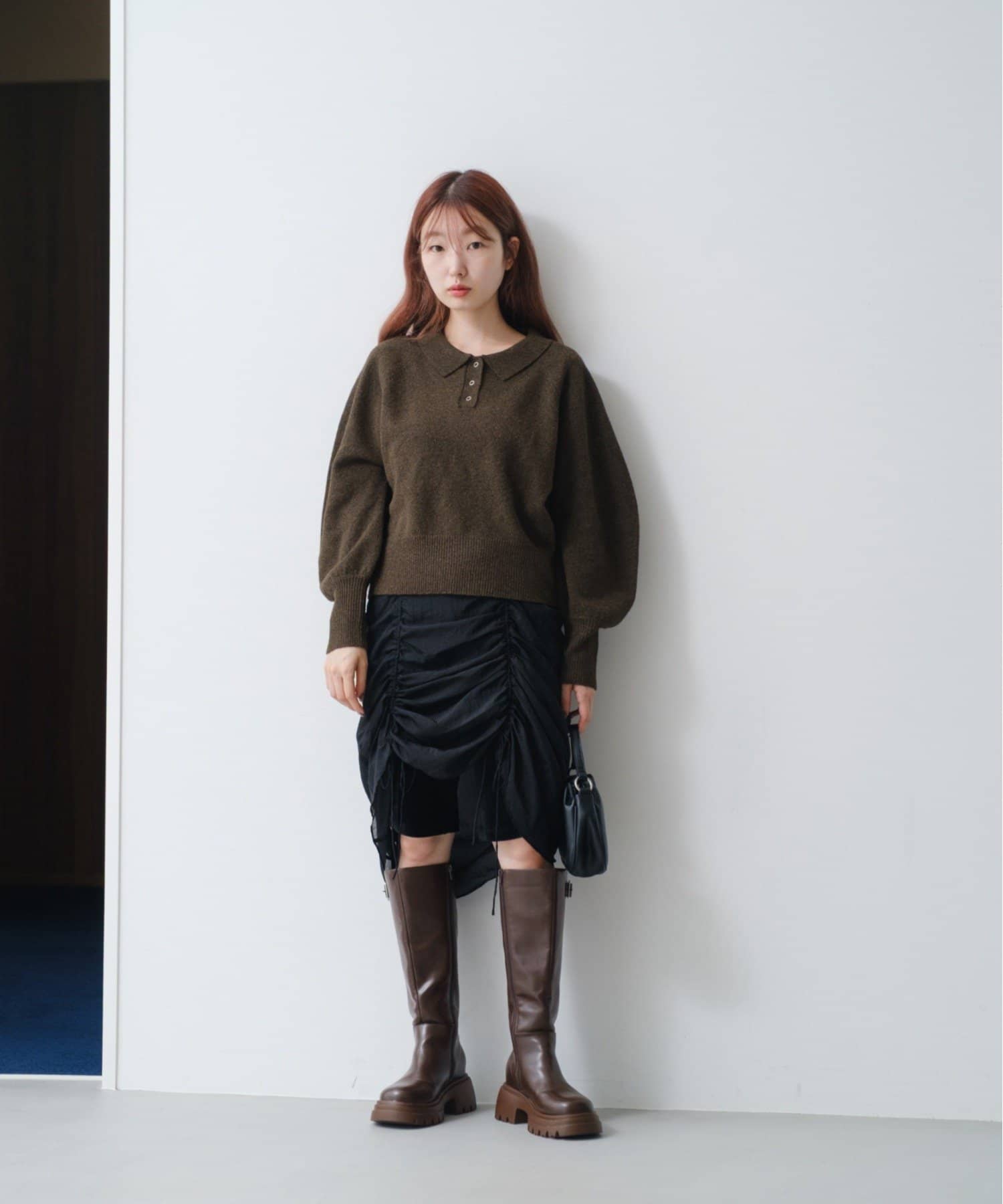 Kastane(カスタネ) 【新色追加/7色展開】カーブスリーブポロニット