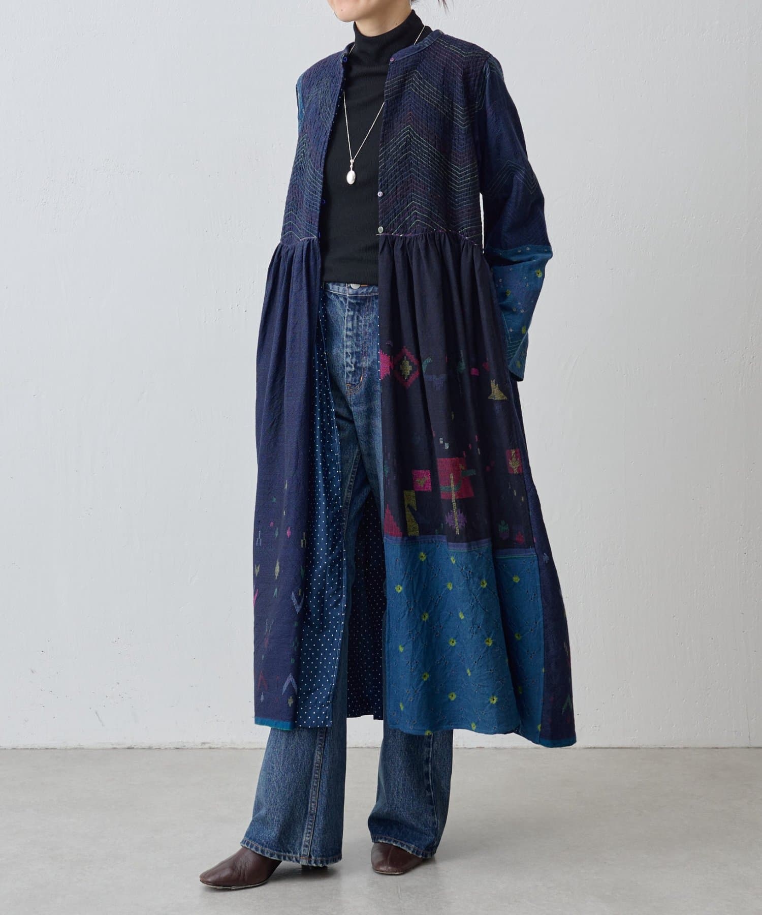 BEARDSLEY(ビアズリー) 《INJIRI》シルク＆ウールワンピース羽織