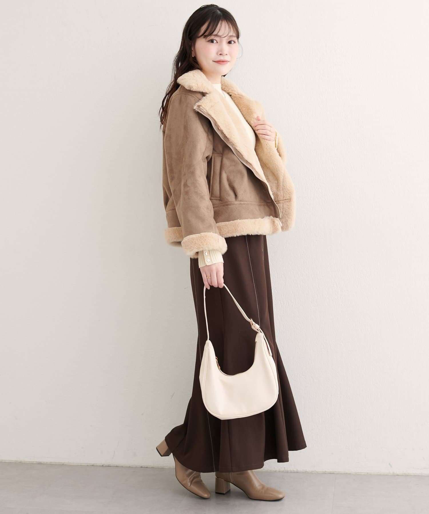 natural couture(ナチュラルクチュール) フェイクファームートンブルゾン