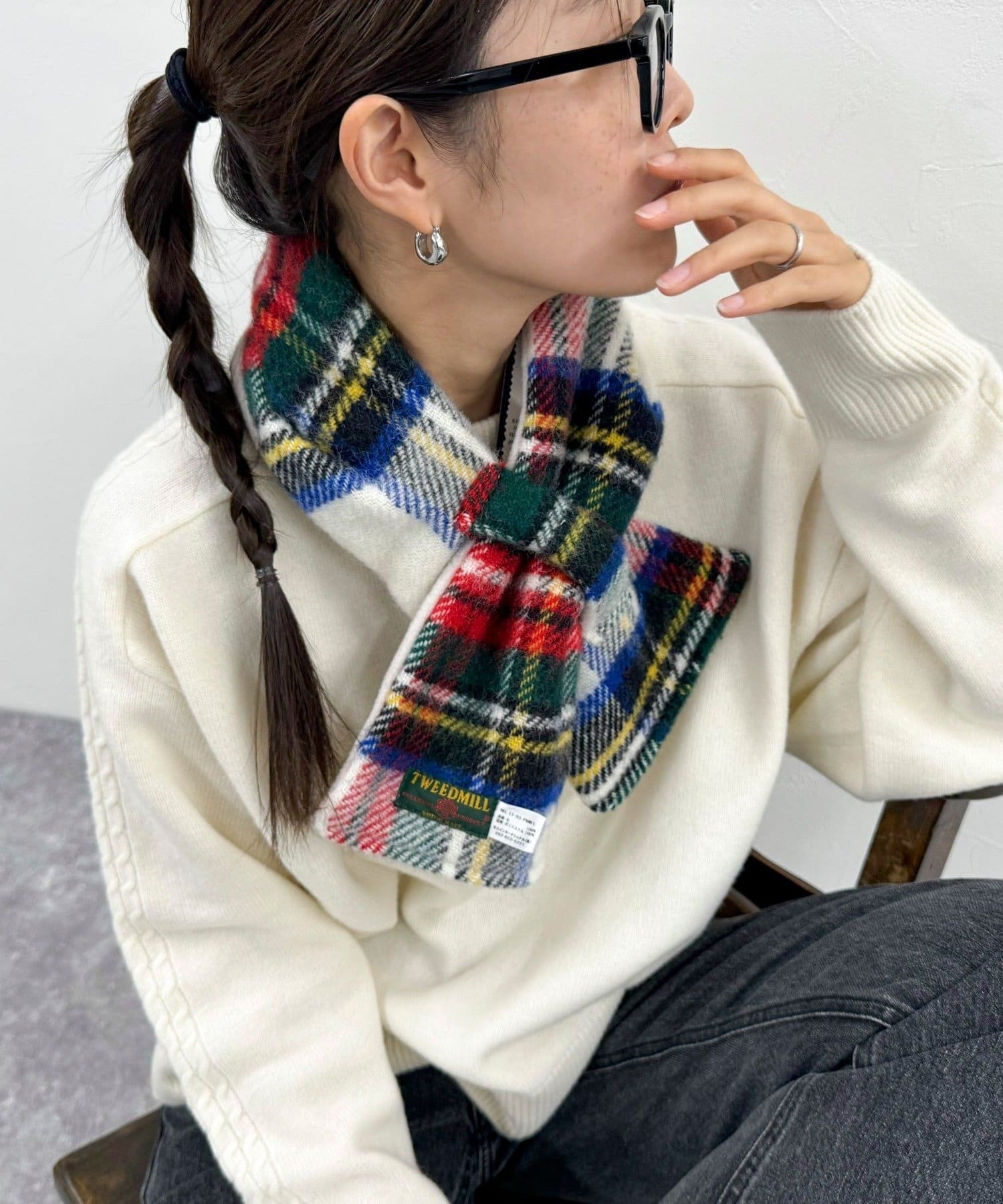 FREDY & GLOSTER(フレディ アンド グロスター) 《別注》【TWEED MILLツイードミル】ウールチェックフリースリバーマフラー