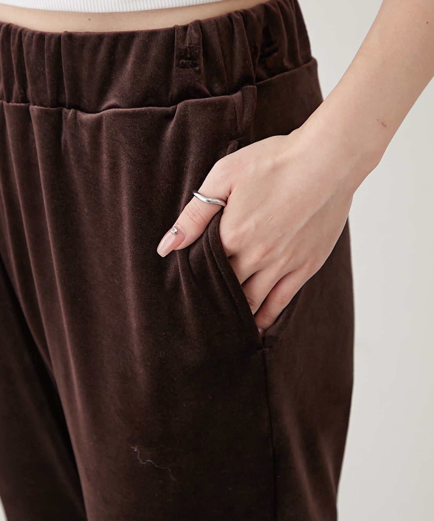 Remind me and forever(リマインドミーアンドフォーエバー) 【nane】【-3kg見え！】裾スリットフレアベロアパンツ