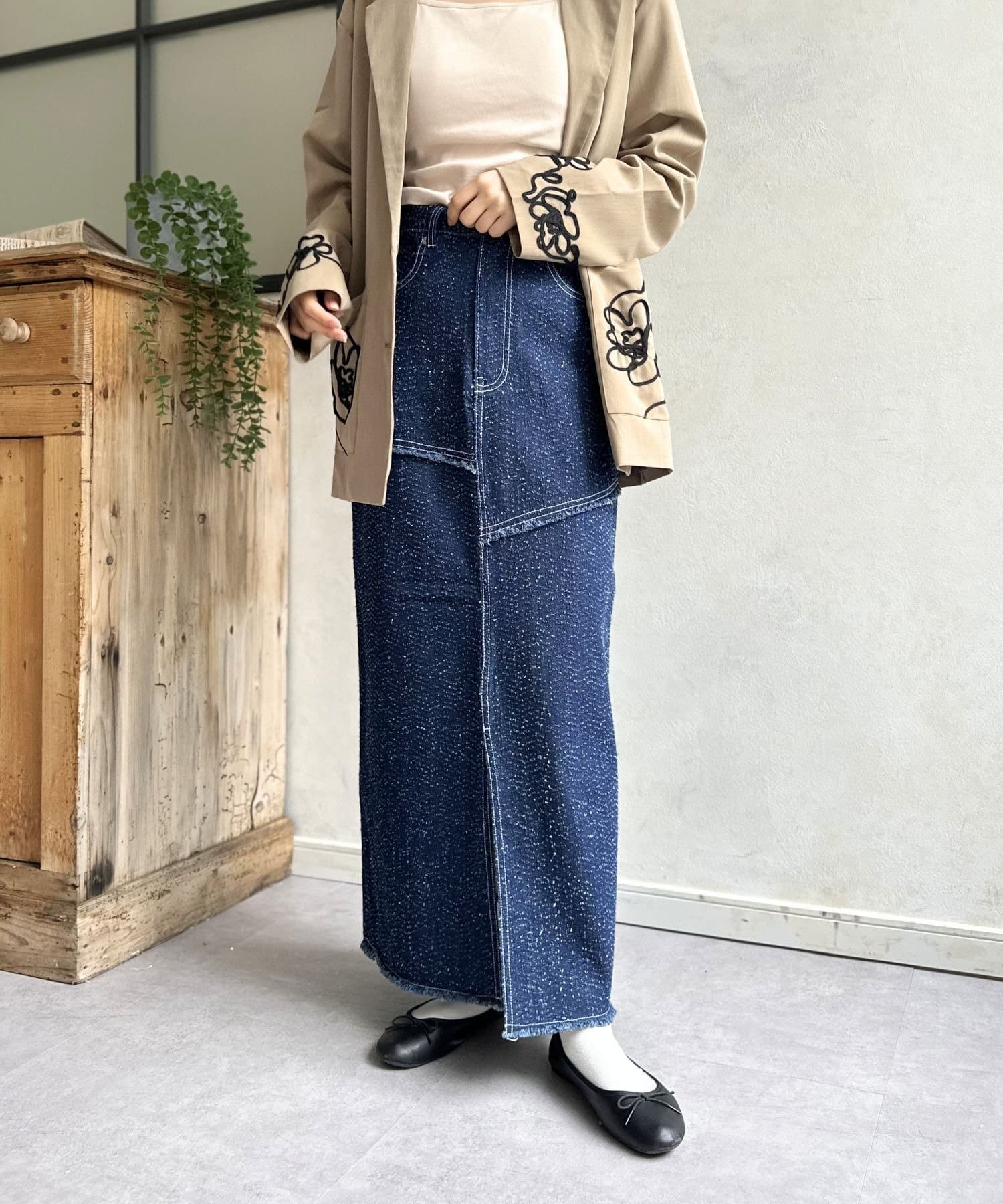 LOCUST(ローカスト) 【WEB限定】切替デニムスカート