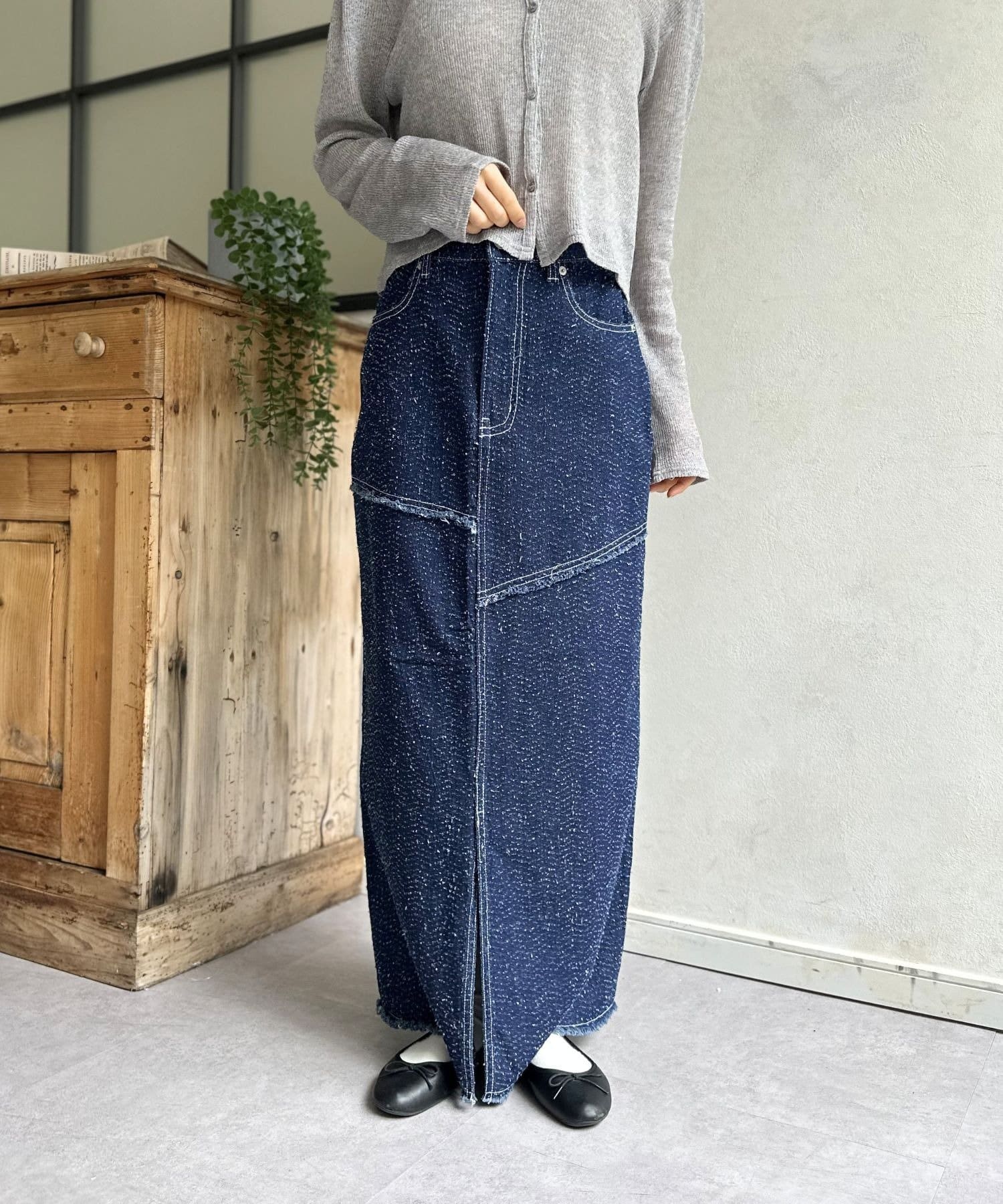 LOCUST(ローカスト) 【WEB限定】切替デニムスカート