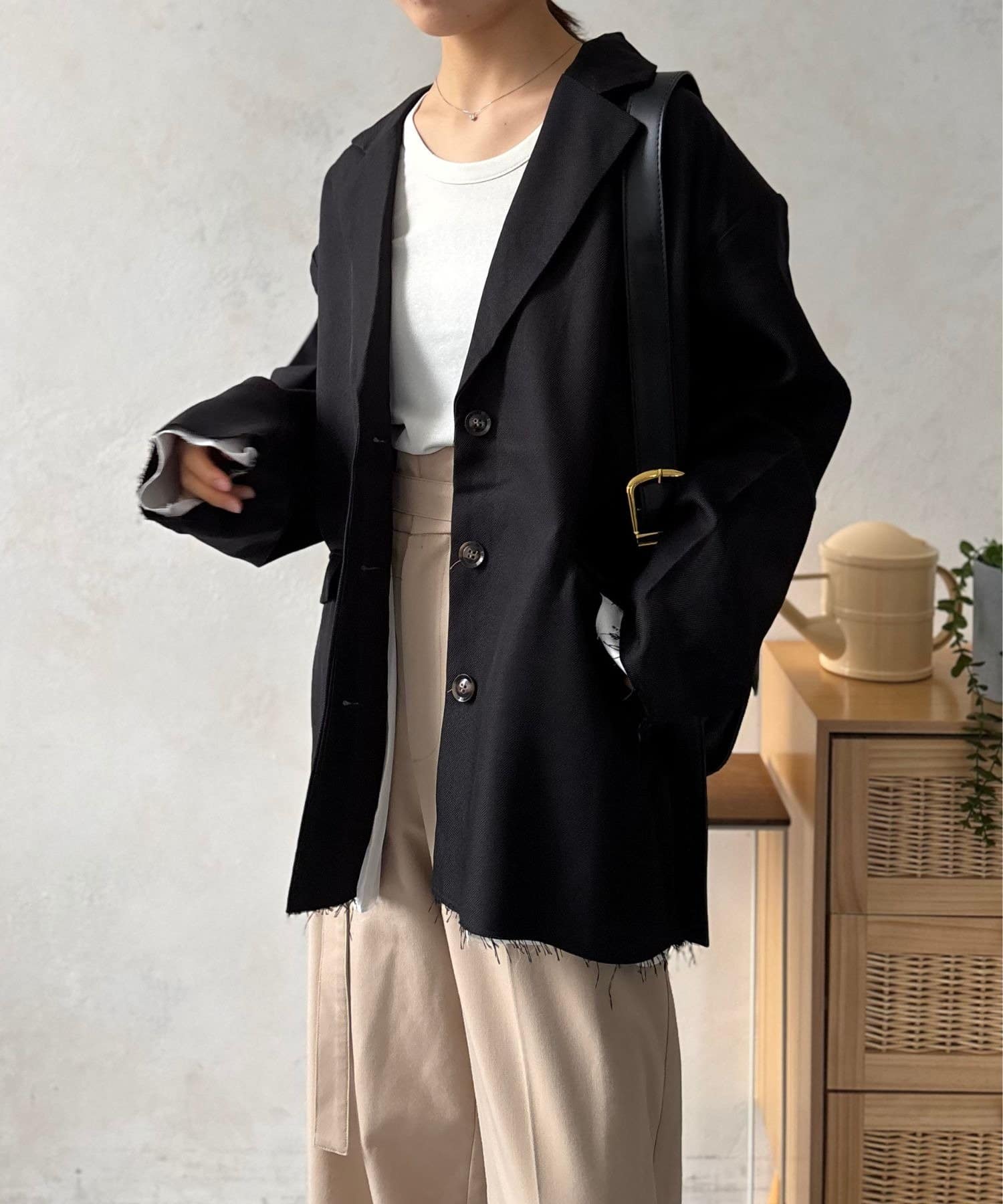 LOCUST(ローカスト) 【体型カバー/上品見え】ヘザーエステルツイルダッドテーラードジャケット