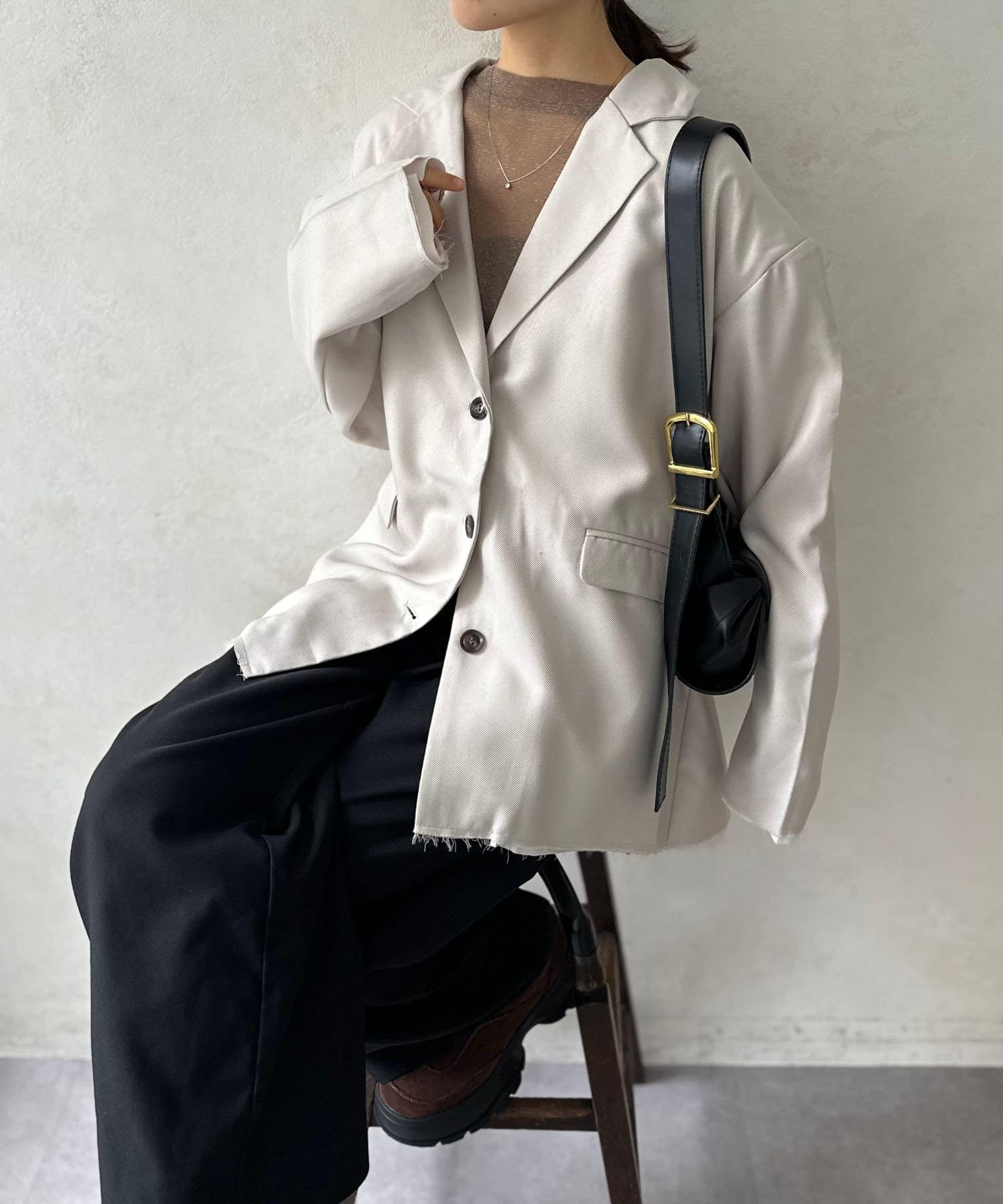 LOCUST(ローカスト) 【体型カバー/上品見え】ヘザーエステルツイルダッドテーラードジャケット