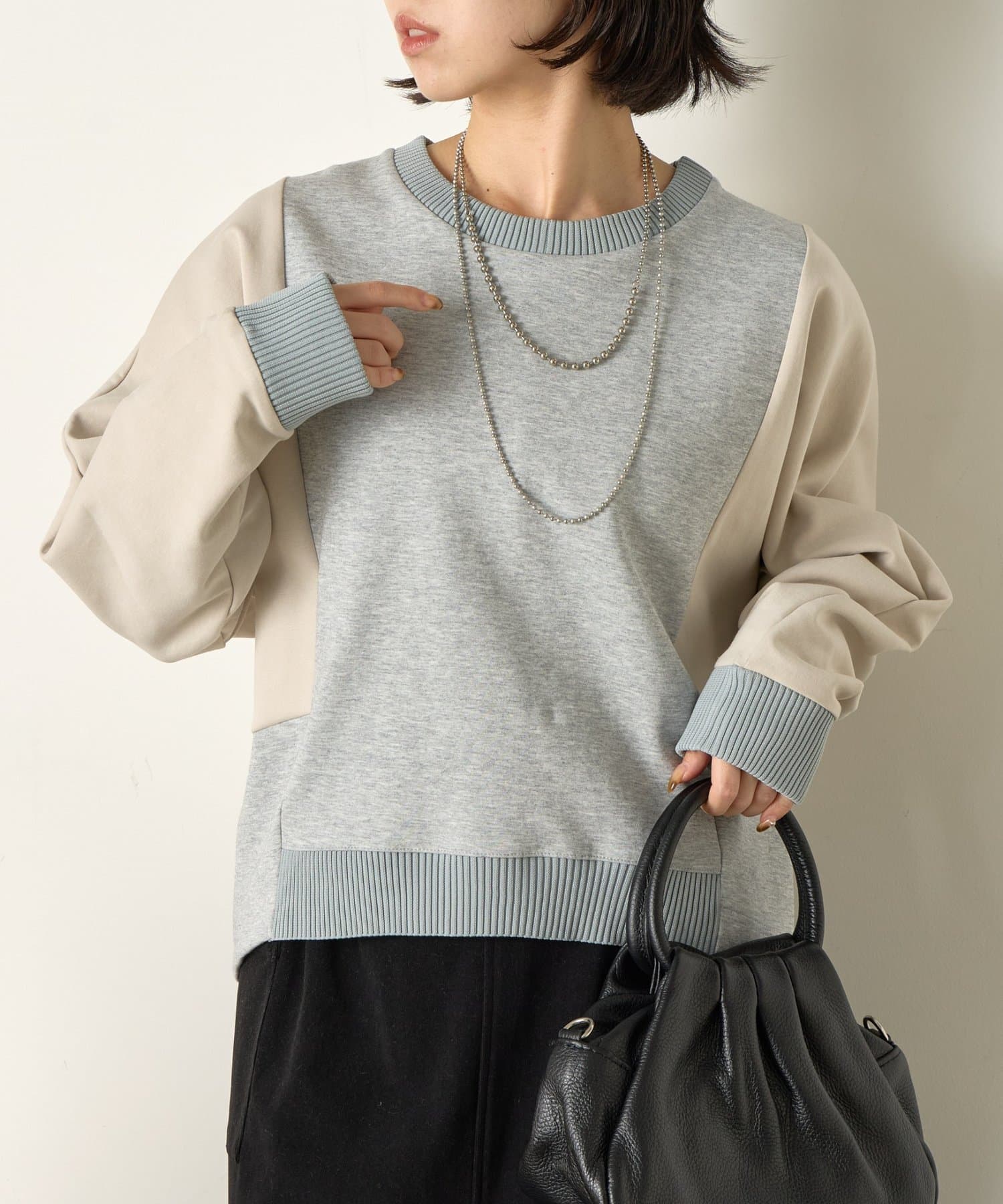 Jena　espace merveilleux(ジェナ　エスパスメルヴェイユ) 配色ドルマンダンボールカットソー