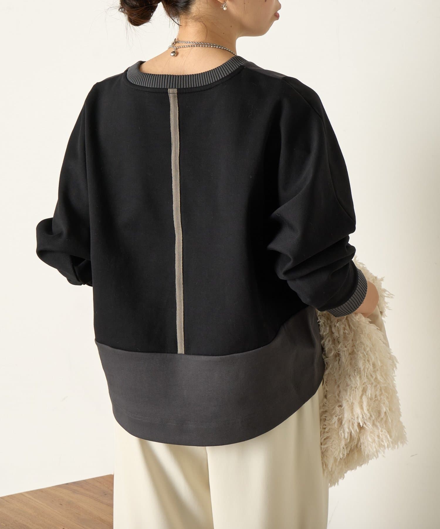 Jena　espace merveilleux(ジェナ　エスパスメルヴェイユ) 配色ドルマンダンボールカットソー