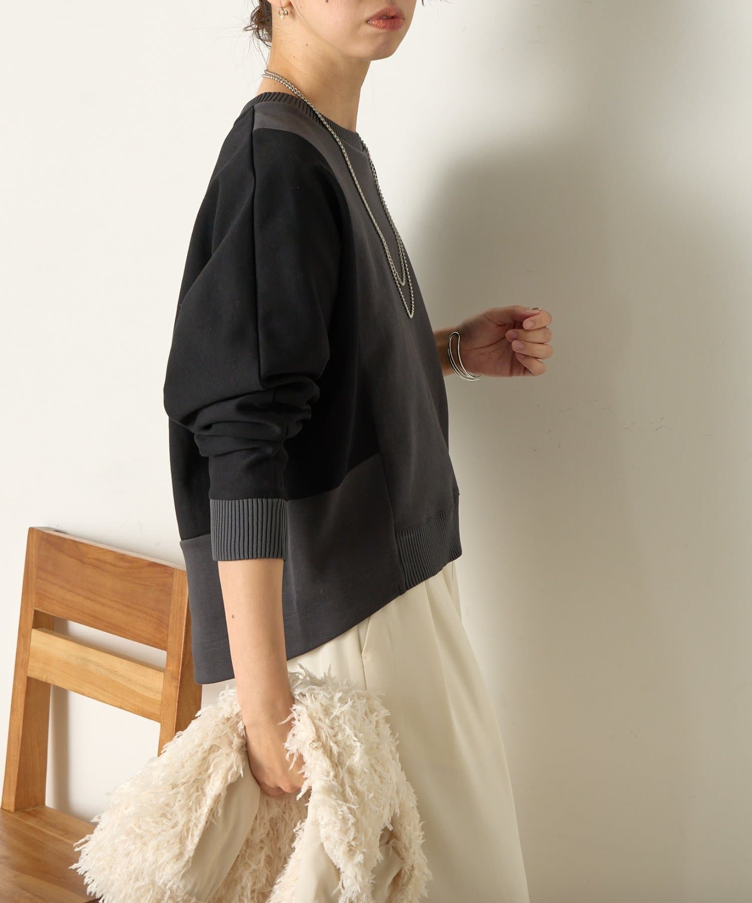 Jena　espace merveilleux(ジェナ　エスパスメルヴェイユ) 配色ドルマンダンボールカットソー