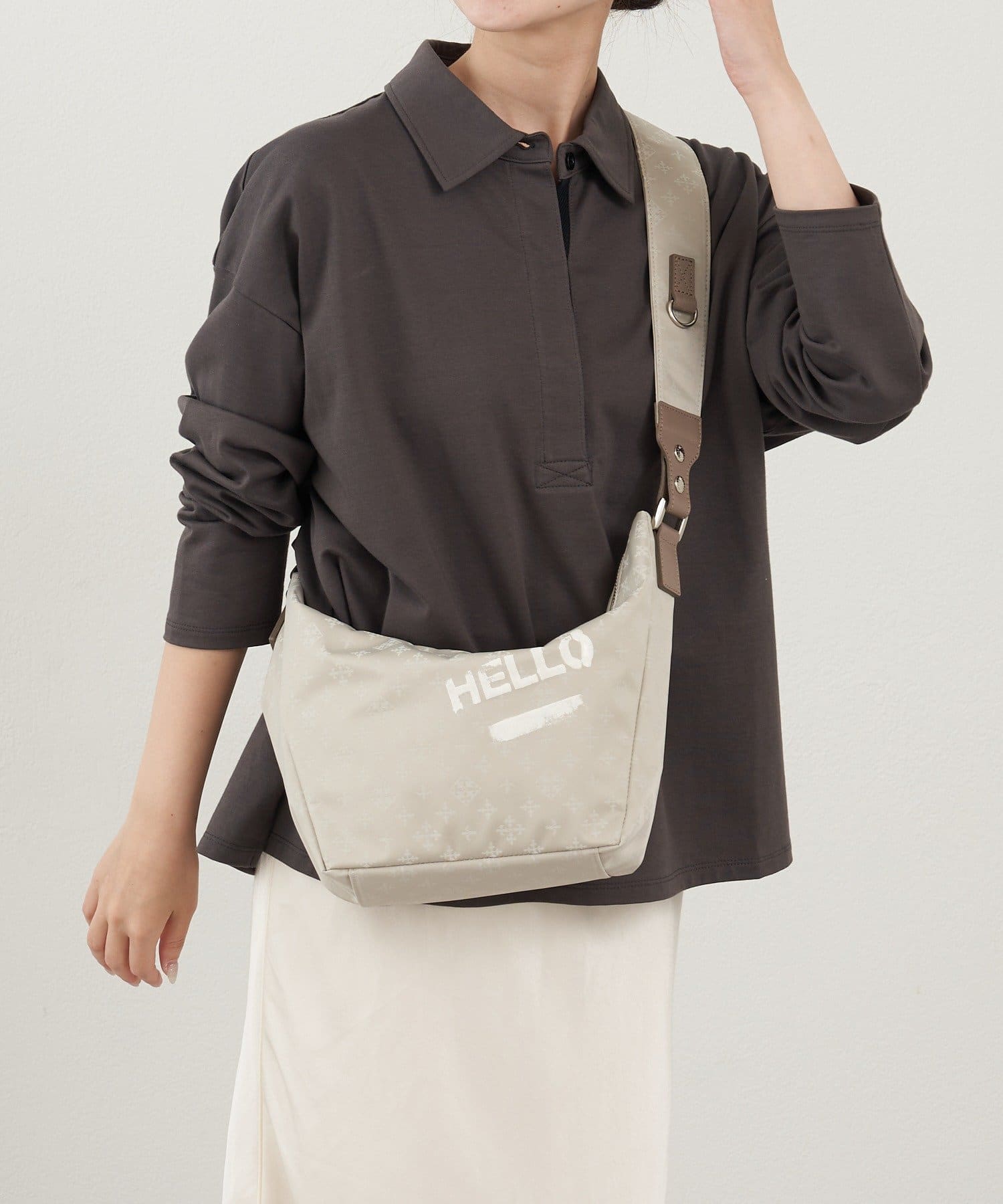 russet(ラシット) ステンシル風プリント ナイロン2WAYミニショルダーバッグ