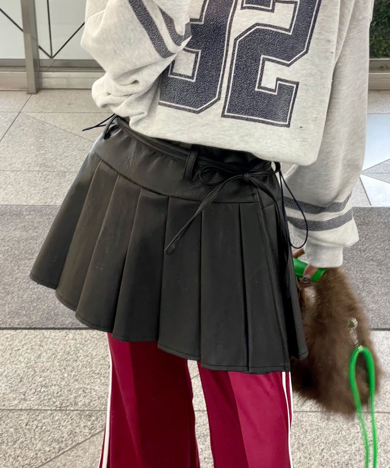 CIAOPANIC(チャオパニック) レザープリーツラップミニスカート