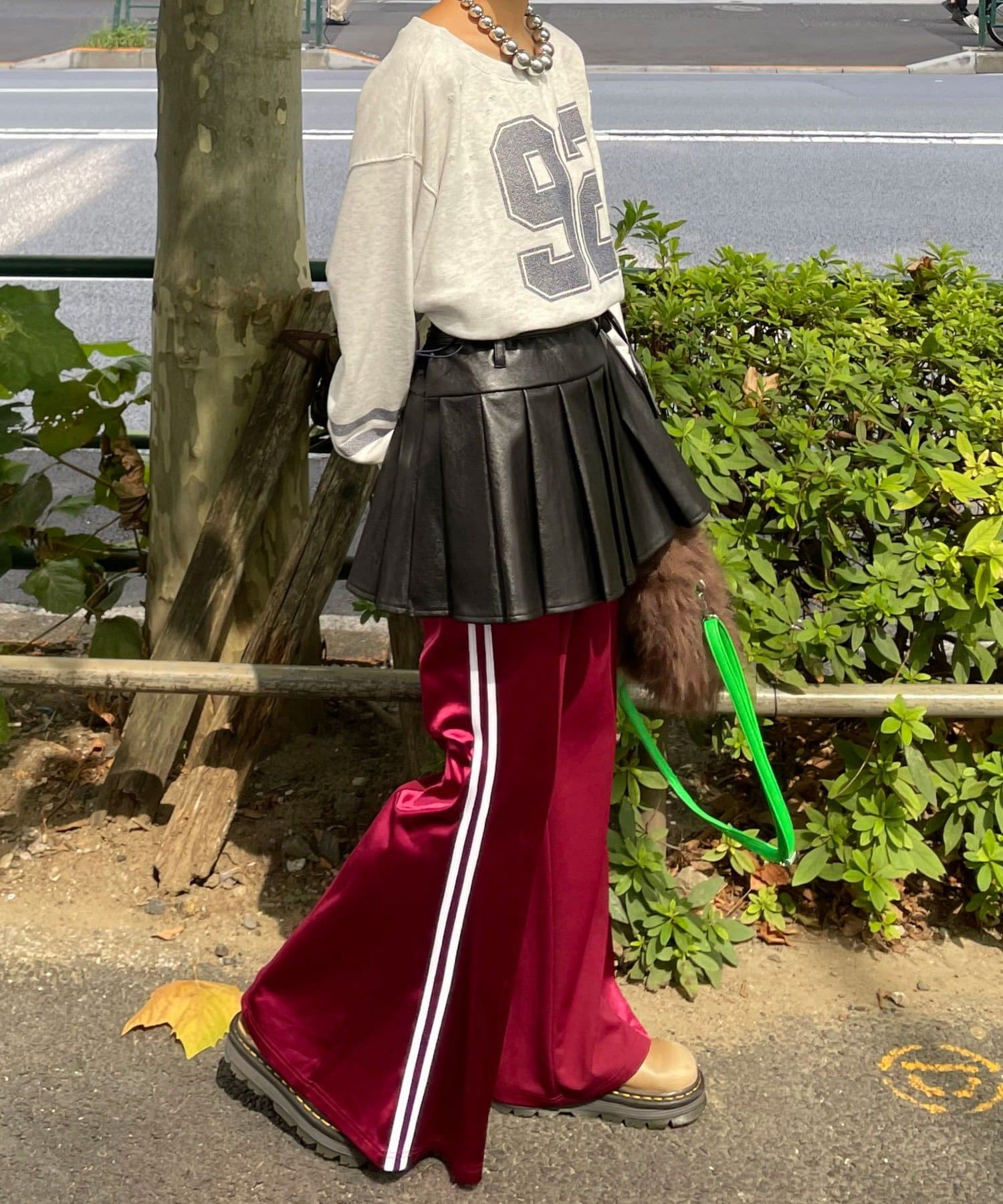 CIAOPANIC(チャオパニック) レザープリーツラップミニスカート
