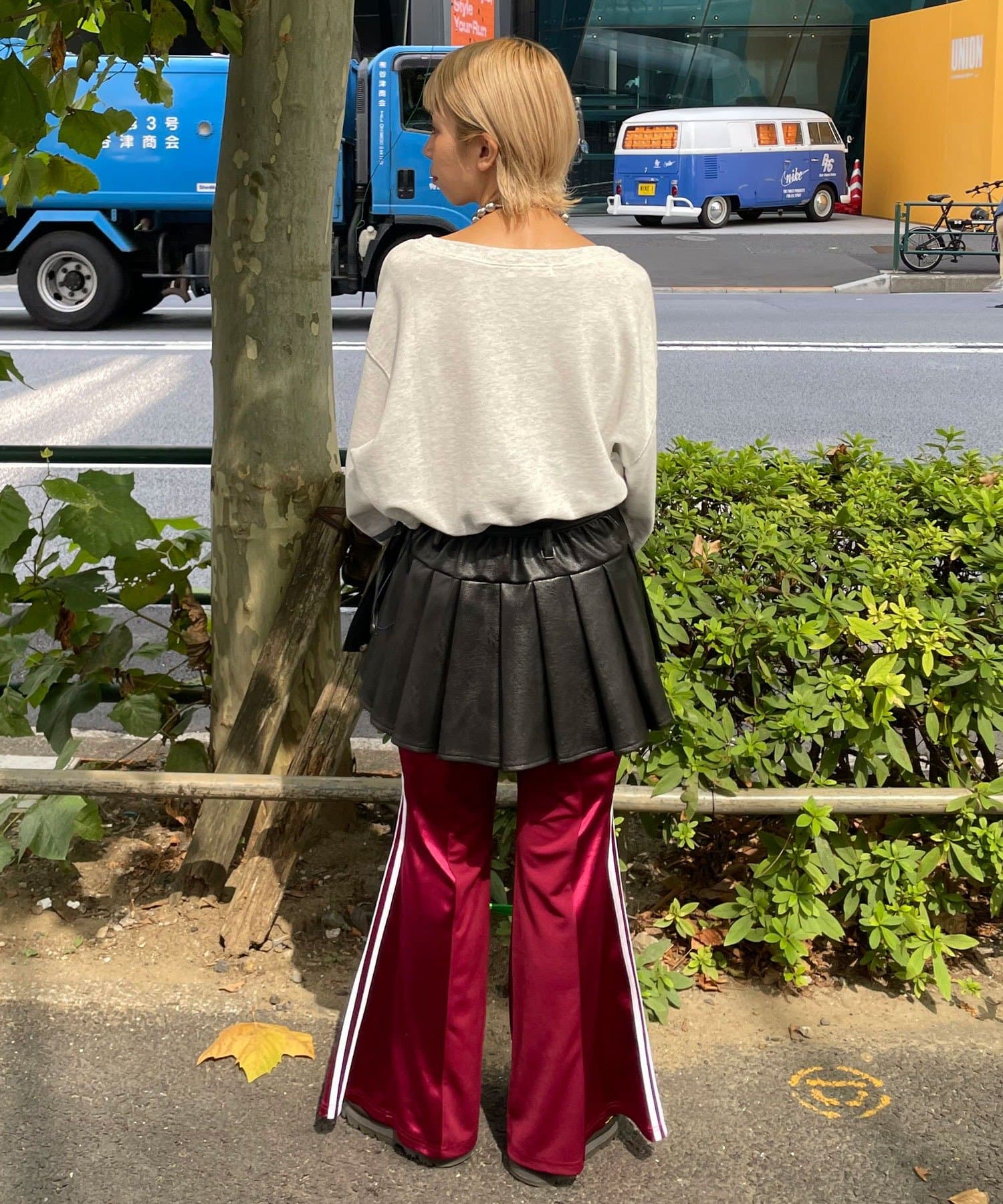 CIAOPANIC(チャオパニック) レザープリーツラップミニスカート
