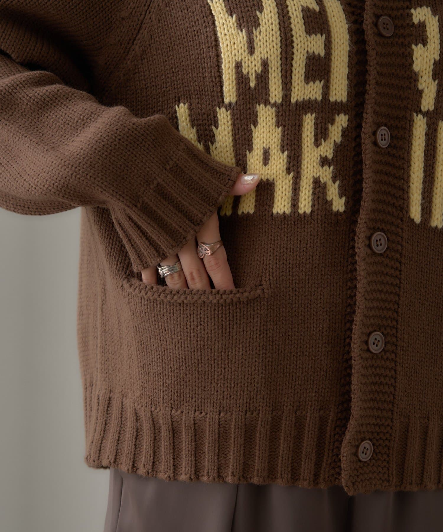 CIAOPANIC TYPY(チャオパニックティピー) 【UNISEX】ロゴショールカラーニットカーディガン