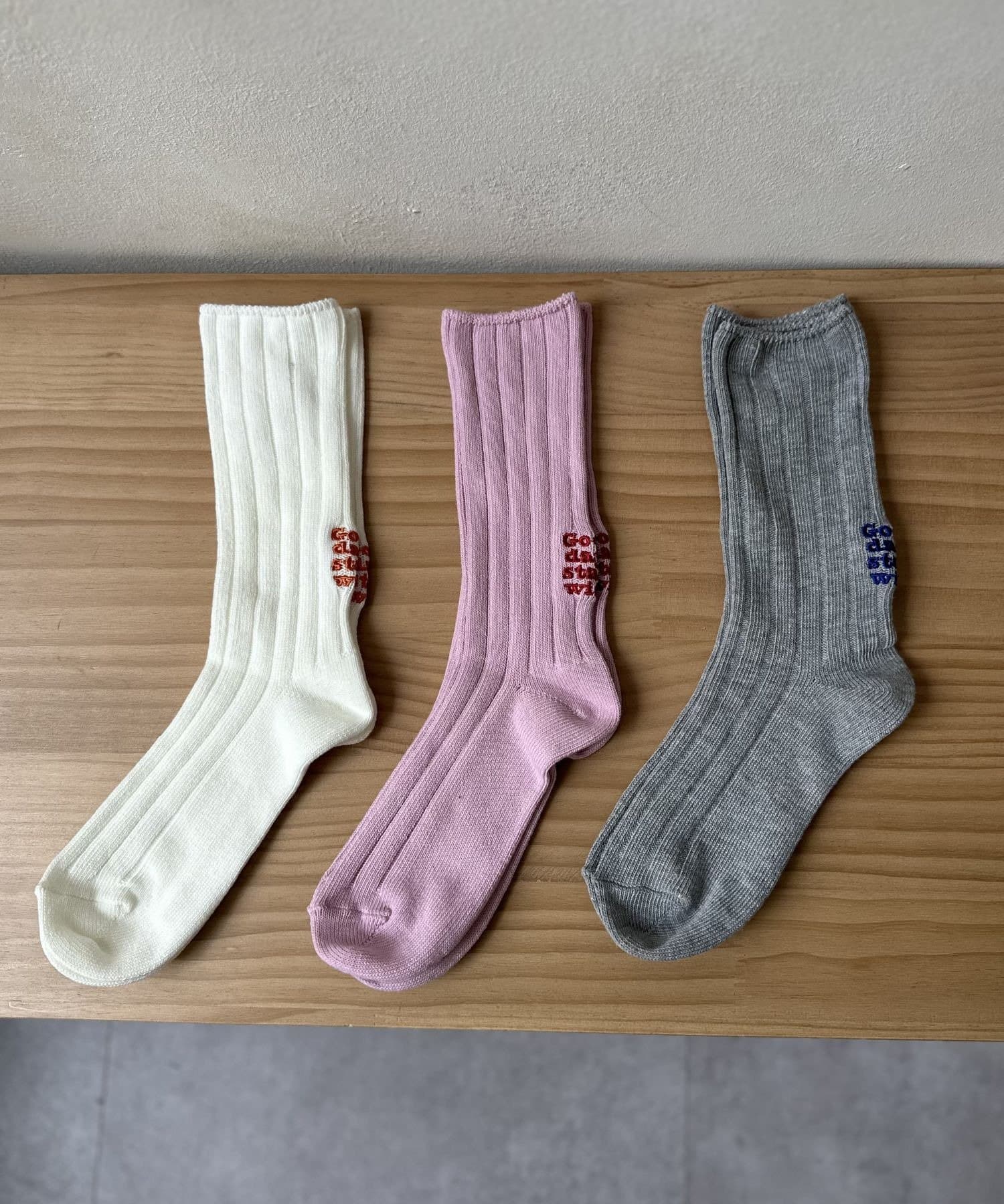 LOCUST(ローカスト) 【FRUIT OF THE LOOM】リブバック刺繍3Pソックス