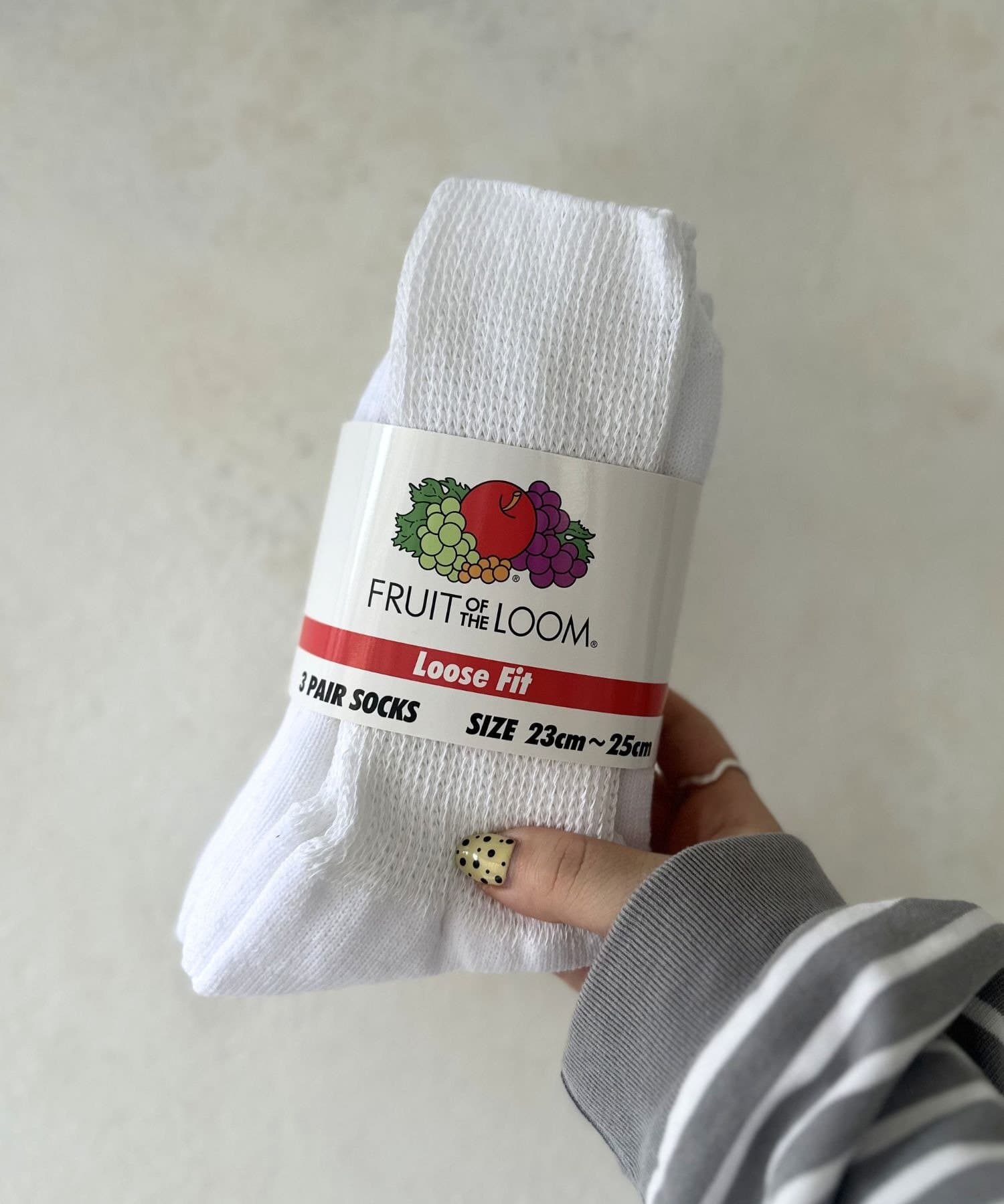 LOCUST(ローカスト) 【FRUIT OF THE LOOM】ゆるソックス3Pホワイト