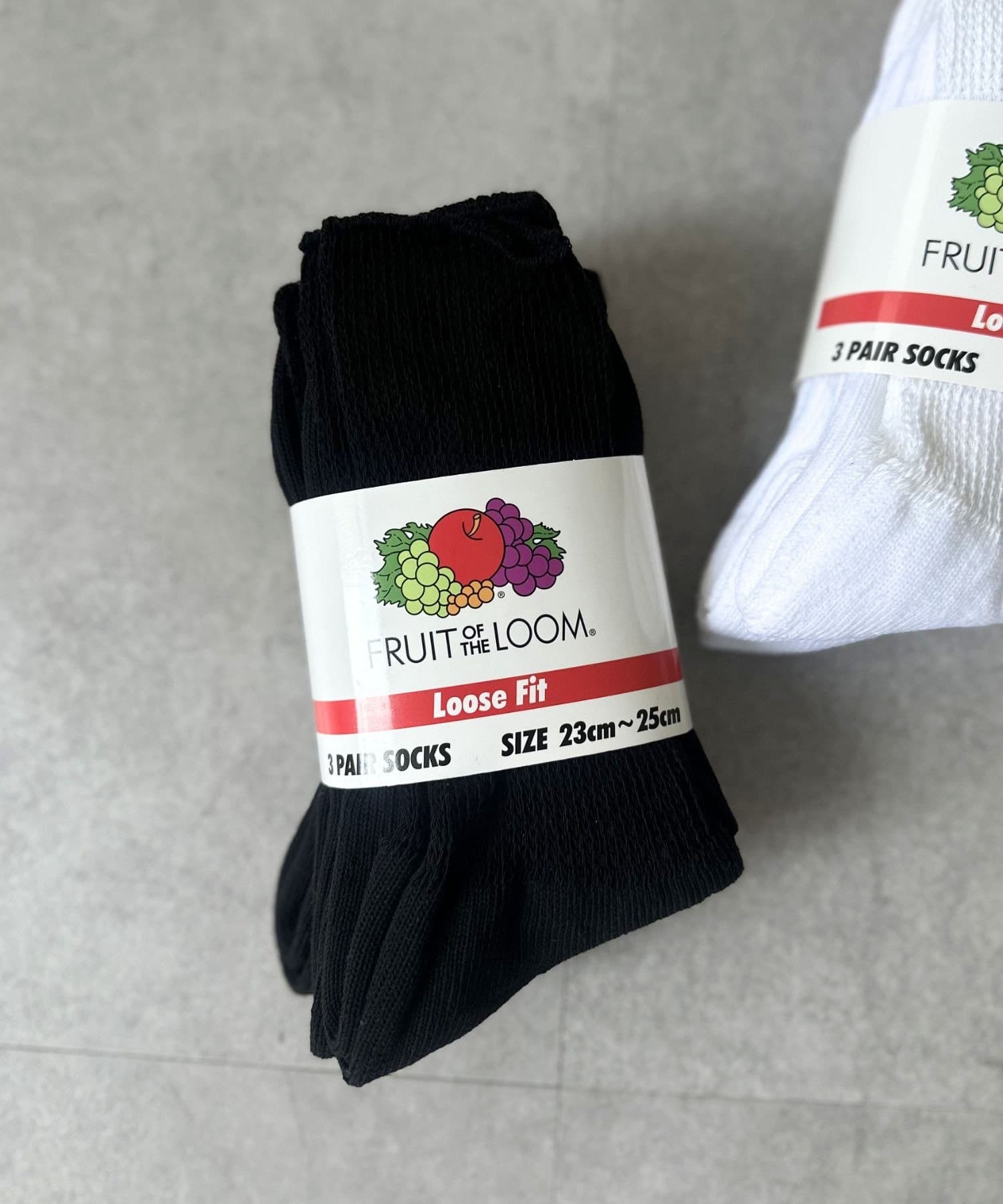 LOCUST(ローカスト) 【FRUIT OF THE LOOM】ゆるソックス3Pブラック