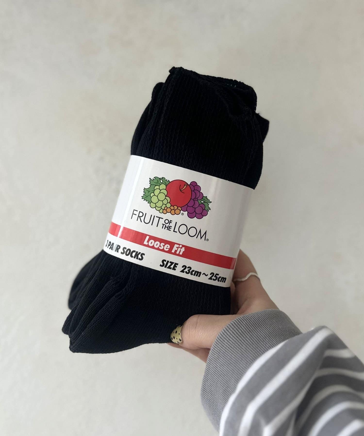 LOCUST(ローカスト) 【FRUIT OF THE LOOM】ゆるソックス3Pブラック