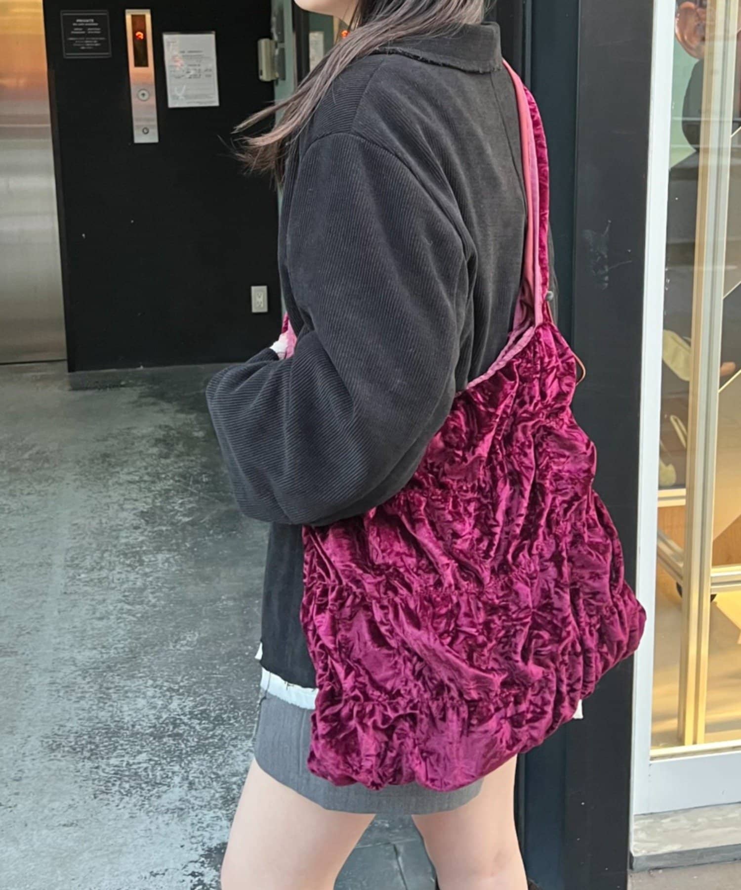 Kastane(カスタネ) 【4色展開/2WAY】ベロアシャーリングバッグ