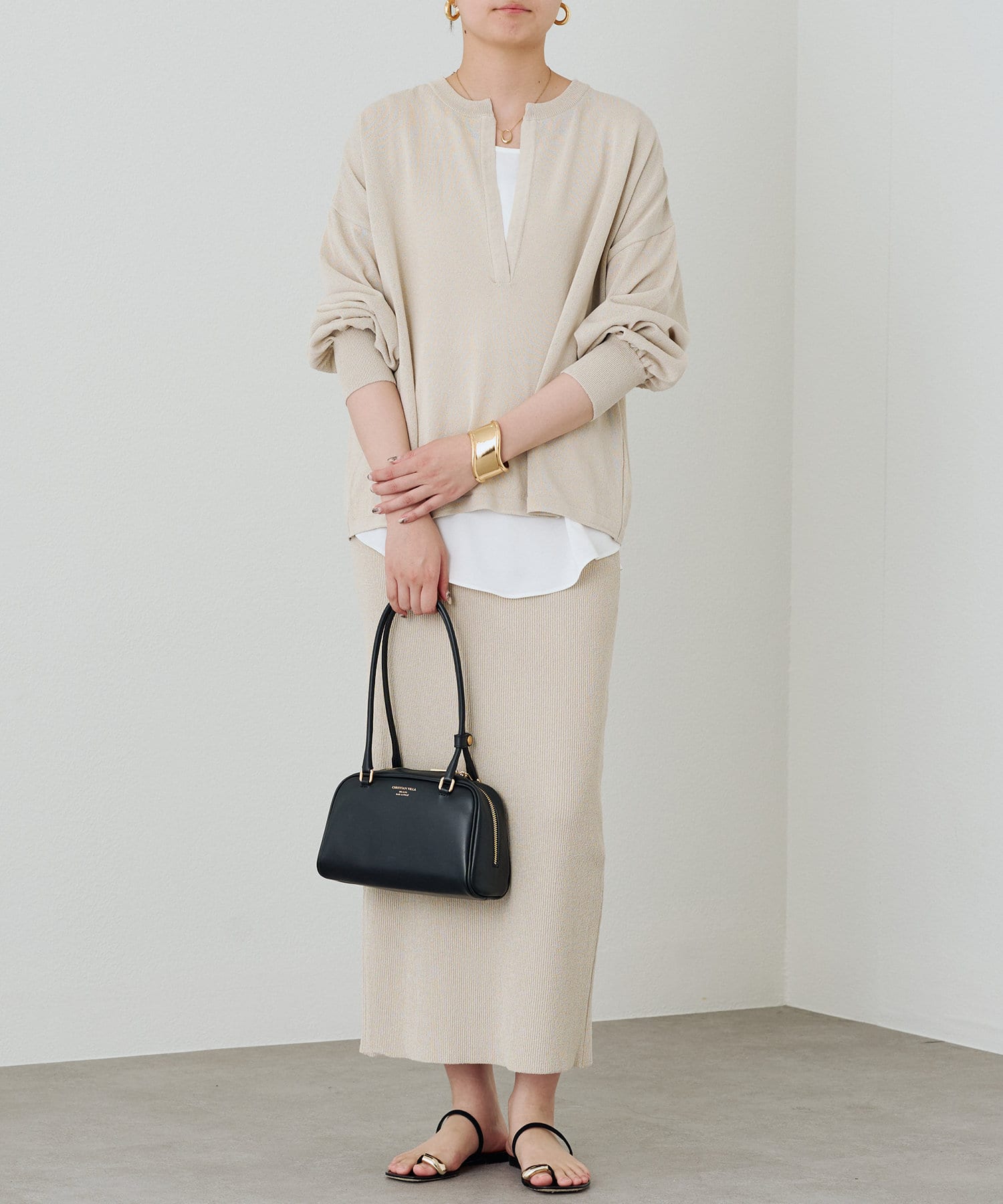 LOUNGEDRESSスッキッパー和紙ニット Loungedress】和紙天竺スキッパーニット | OUTLET(アウトレット