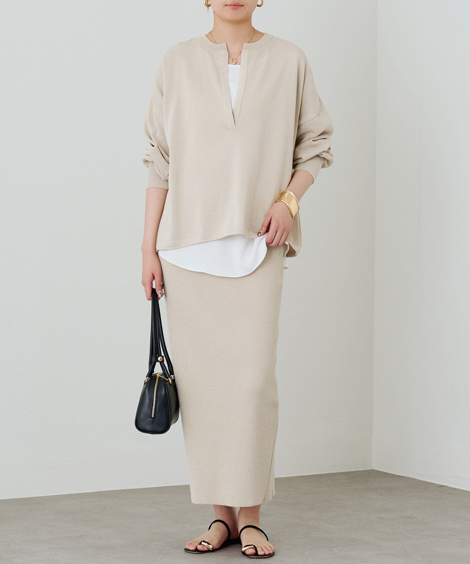 Loungedress】和紙天竺スキッパーニット | OUTLET(アウトレット