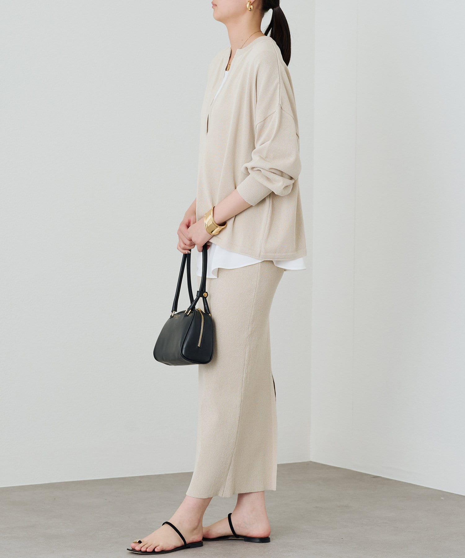 【Loungedress】和紙ニットベスト Loungedress】和紙ニットベスト Loungedress】和紙天竺スキッパー