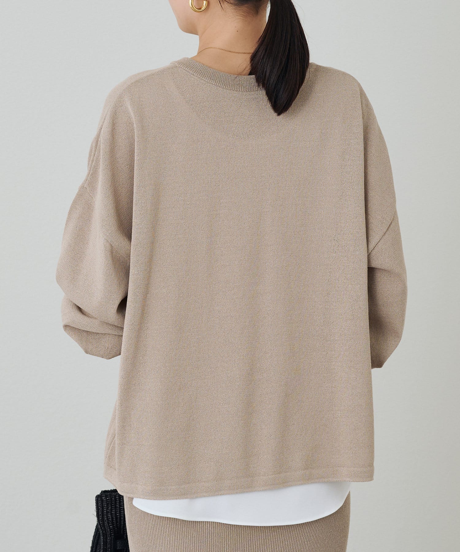 OUTLET(アウトレット) 【Loungedress】和紙天竺スキッパーニット