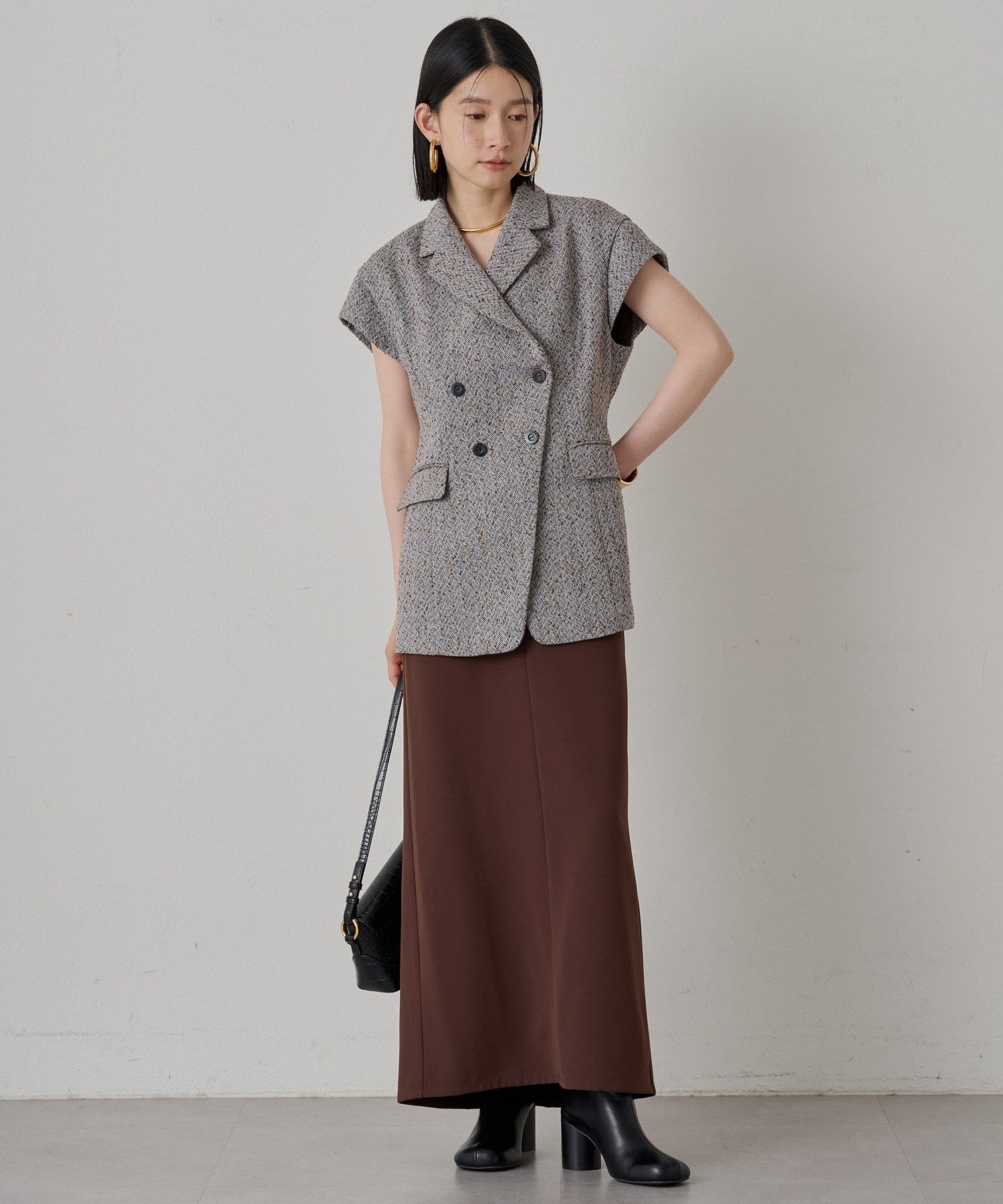 新品【Loungedress】キャップスリーブWジレ　ブラウン　31,900円 Loungedress】キャップスリーブWジレ | OUTLET(アウトレット