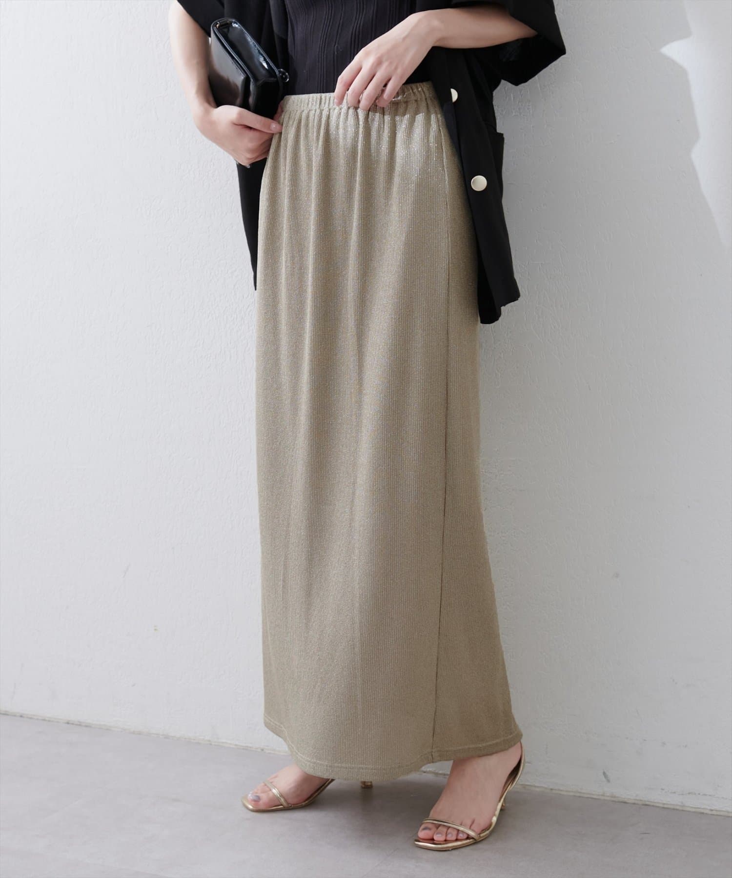 NICE CLAUP / OLIVE des OLIVE OUTLET(ナイスクラップ  / オリーブ デ オリーブ アウトレット) 【natural couture】ラメリブタイトスカート
