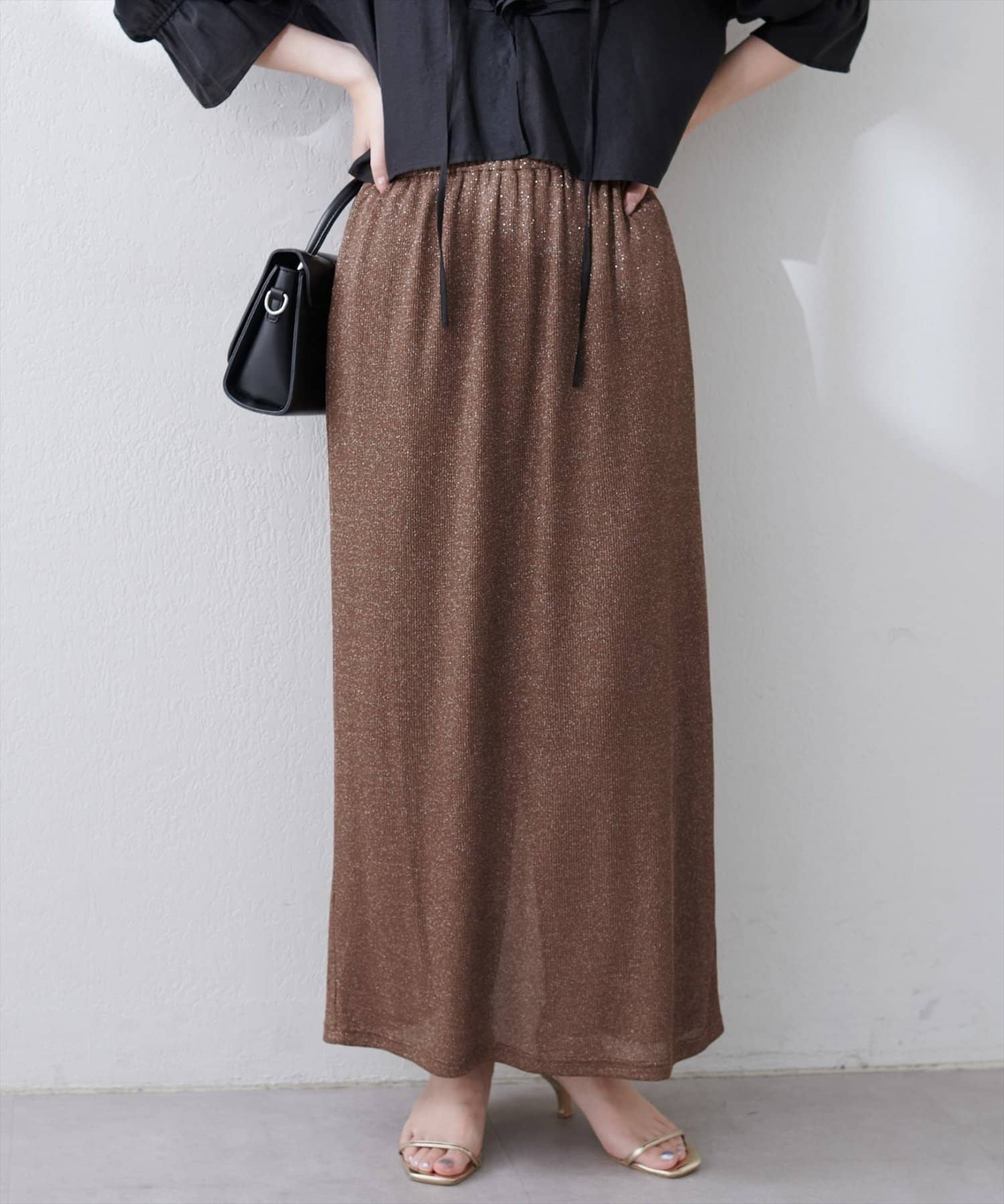 NICE CLAUP / OLIVE des OLIVE OUTLET(ナイスクラップ  / オリーブ デ オリーブ アウトレット) 【natural couture】ラメリブタイトスカート