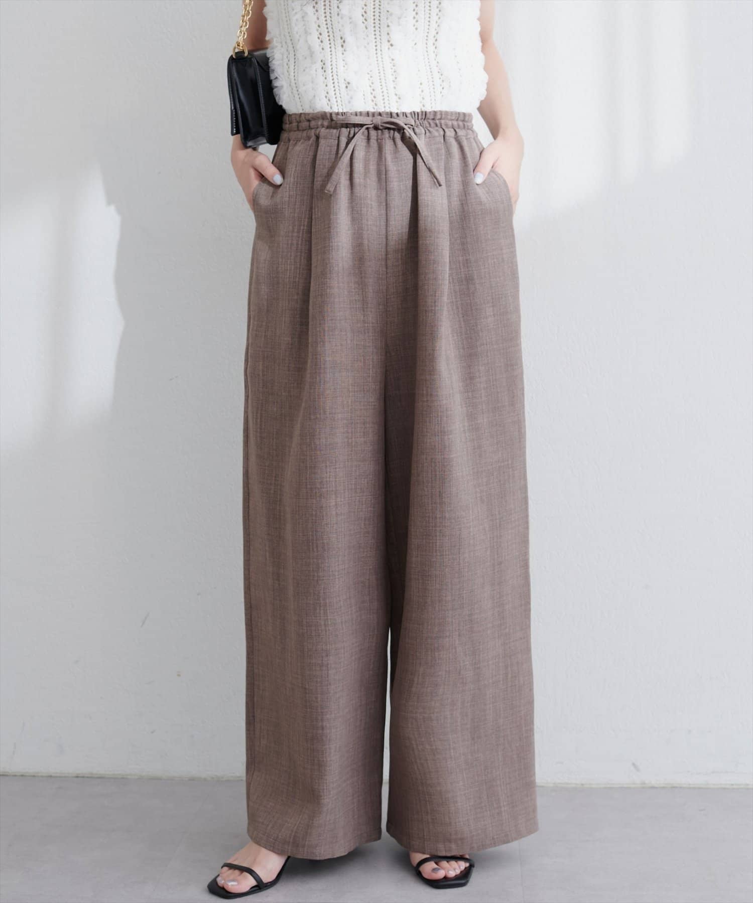NICE CLAUP / OLIVE des OLIVE OUTLET(ナイスクラップ  / オリーブ デ オリーブ アウトレット) 【natural couture】イージーウエストワイドパンツ