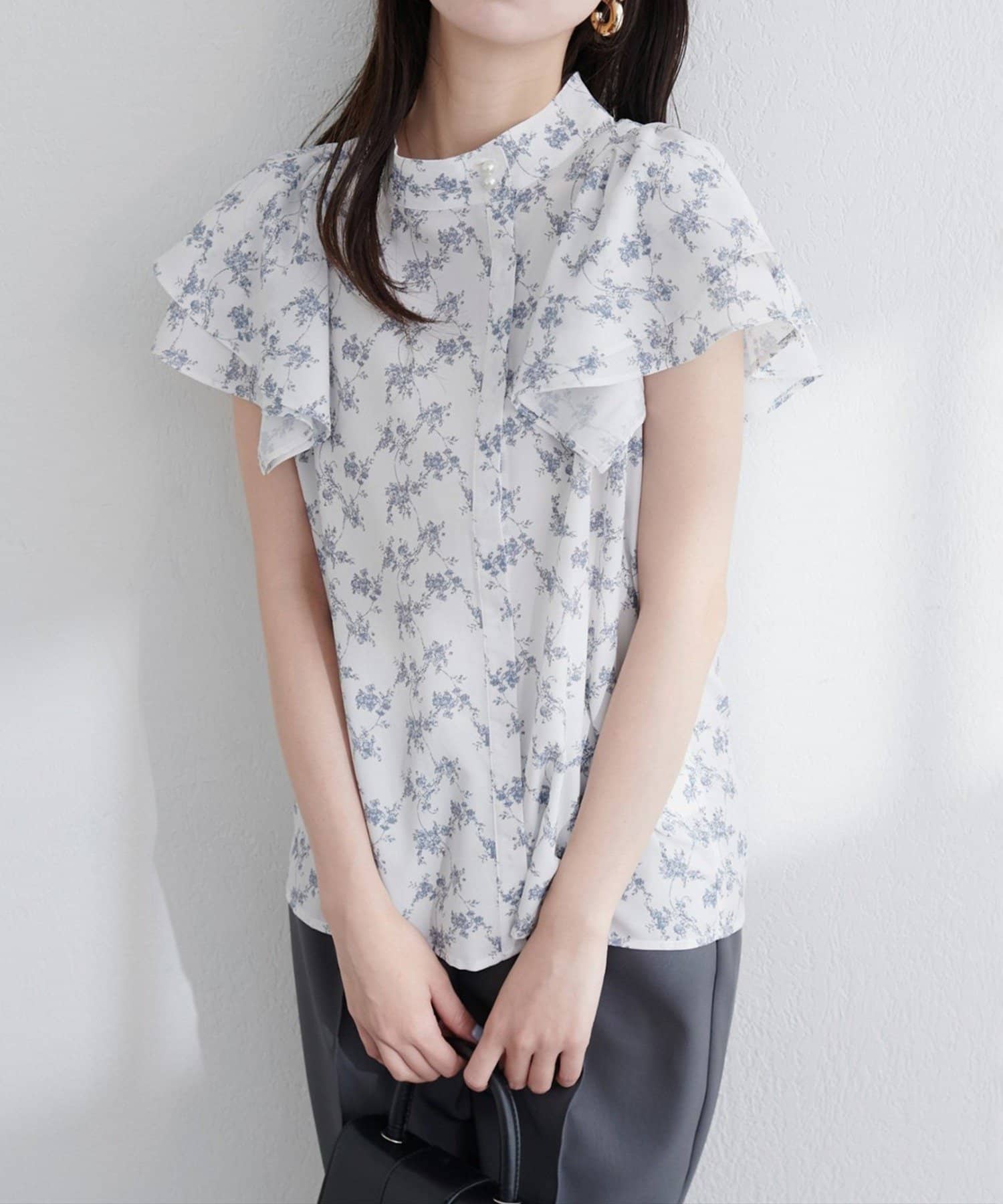 NICE CLAUP / OLIVE des OLIVE OUTLET(ナイスクラップ  / オリーブ デ オリーブ アウトレット) 【natural couture】ラッフルフリルフロントアシメブラウス