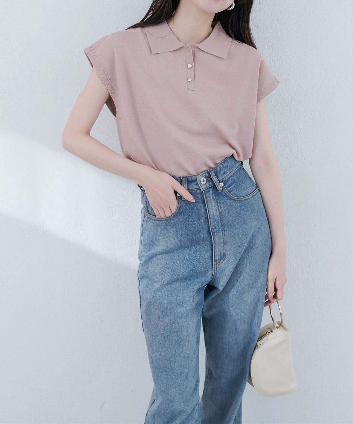 NICE CLAUP / OLIVE des OLIVE OUTLET(ナイスクラップ  / オリーブ デ オリーブ アウトレット) 【natural couture】衿付き配色ライン入りニット