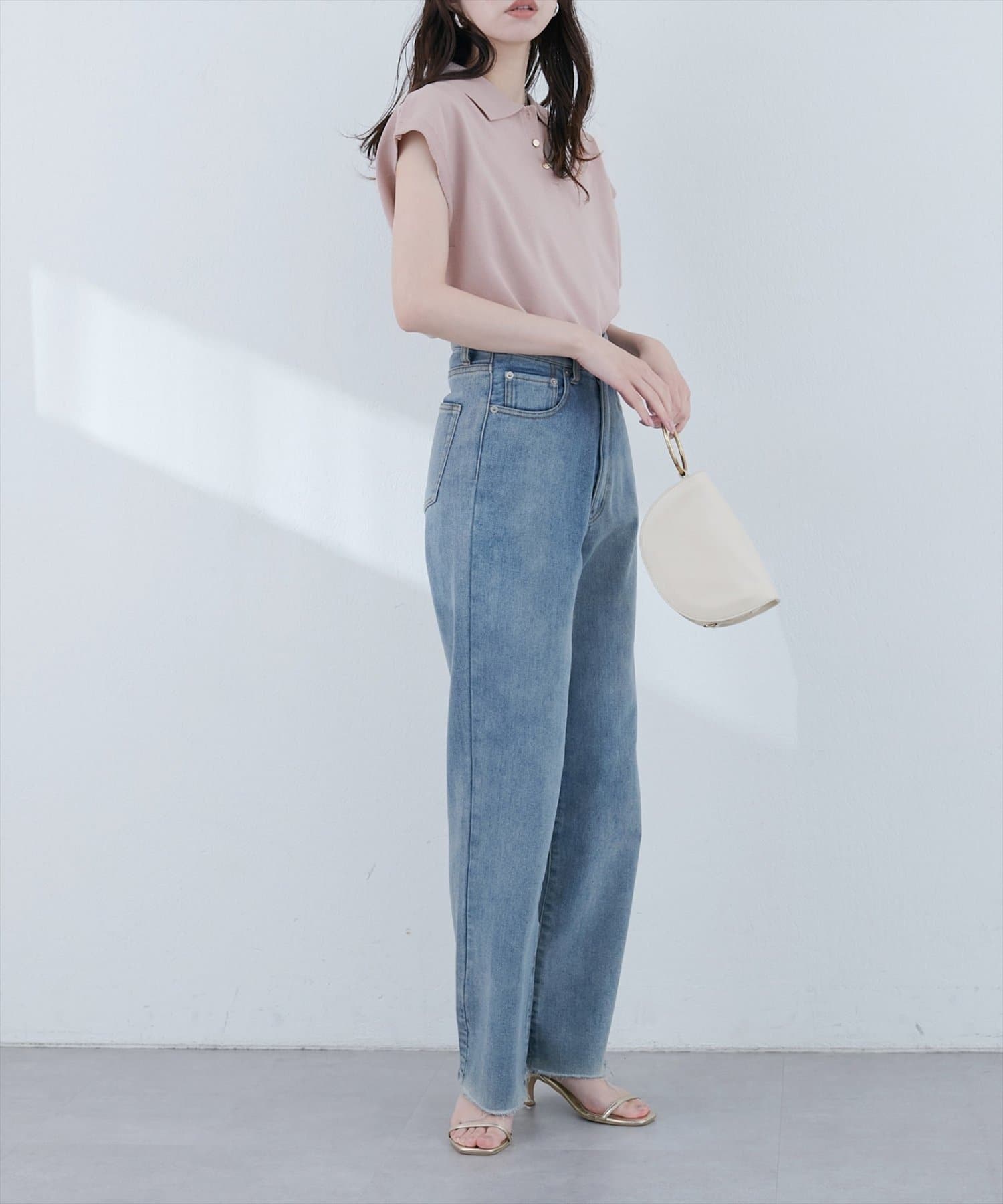 NICE CLAUP / OLIVE des OLIVE OUTLET(ナイスクラップ  / オリーブ デ オリーブ アウトレット) 【natural couture】衿付き配色ライン入りニット