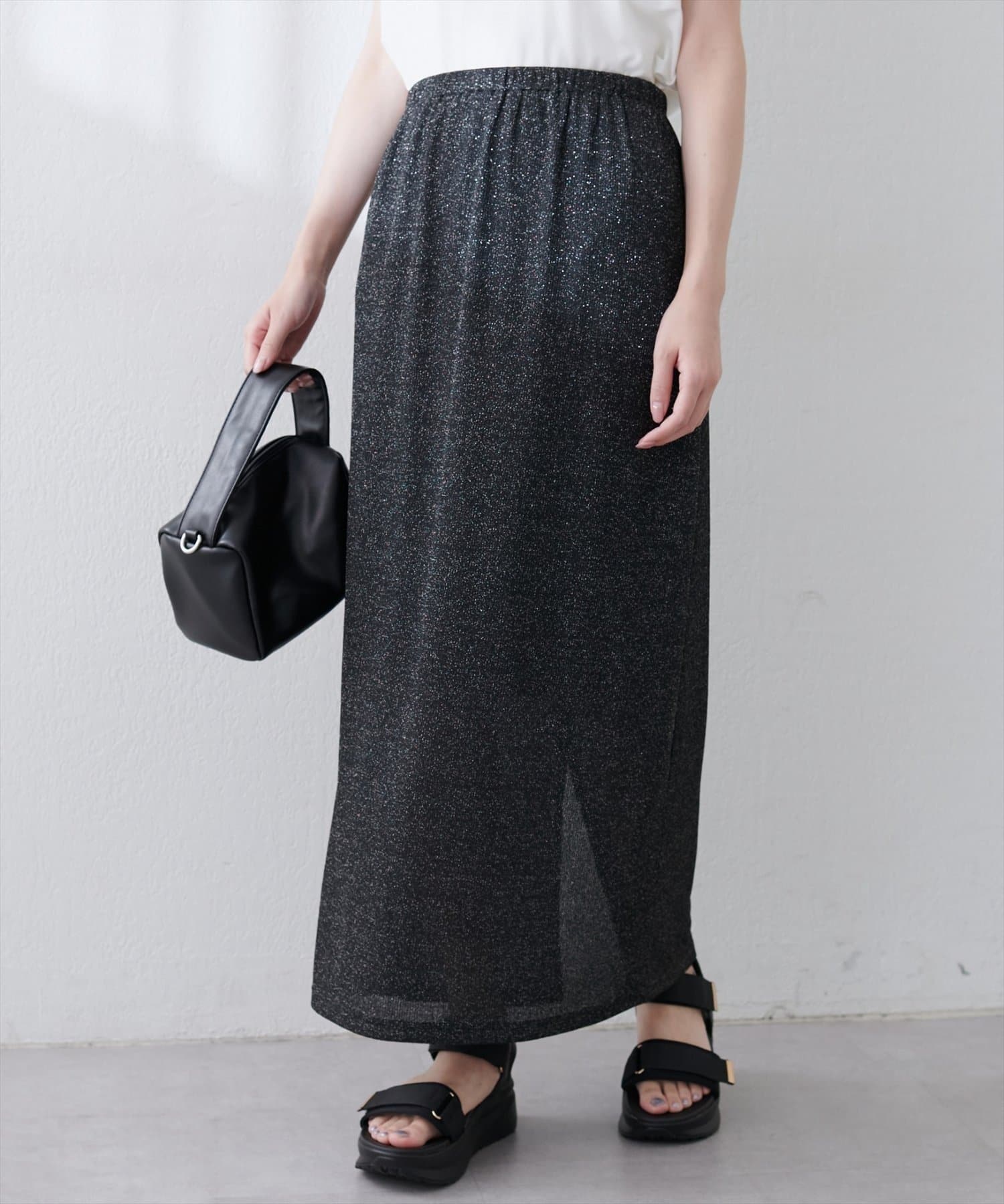 NICE CLAUP / OLIVE des OLIVE OUTLET(ナイスクラップ  / オリーブ デ オリーブ アウトレット) 【natural couture】ラメリブタイトスカート