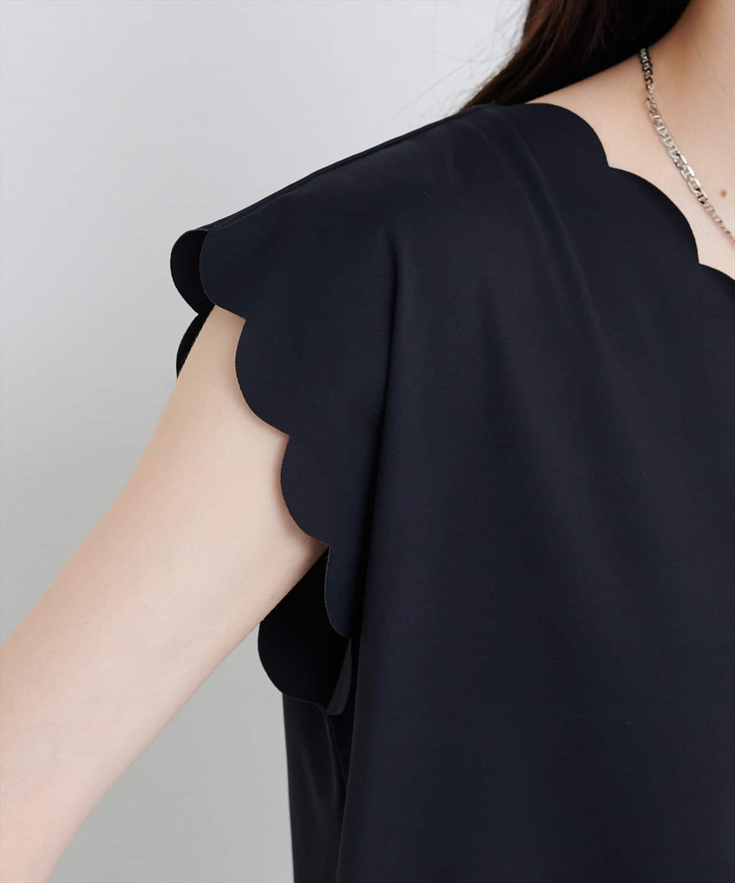 NICE CLAUP / OLIVE des OLIVE OUTLET(ナイスクラップ  / オリーブ デ オリーブ アウトレット) 【natural coutur】前後２WAYスカラップノースリカットソーブラウス